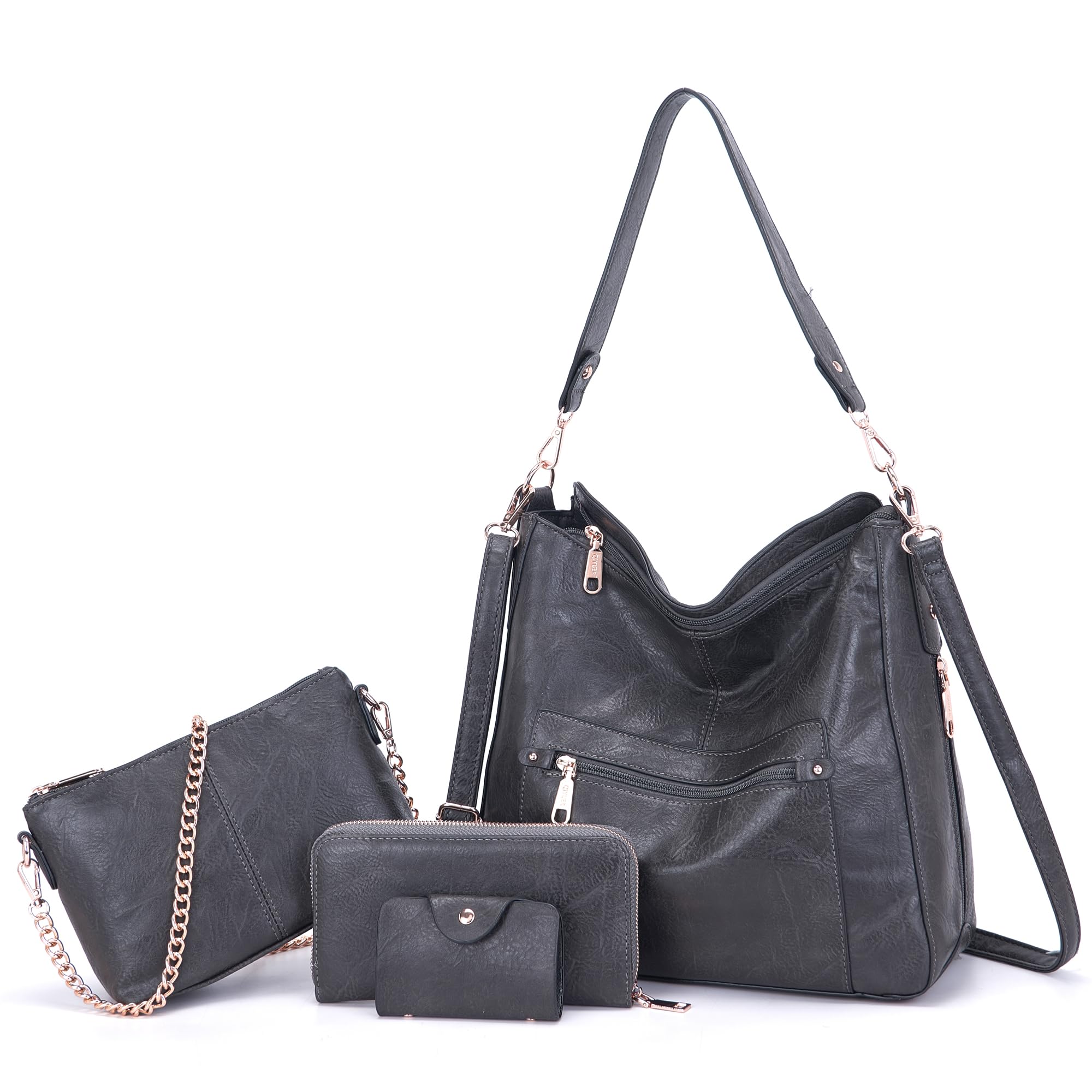 Large Crossbody Purses Set For Women Shoulder Tote Handbags Ladies Hobo Bags With Matching Wallet 4PCS