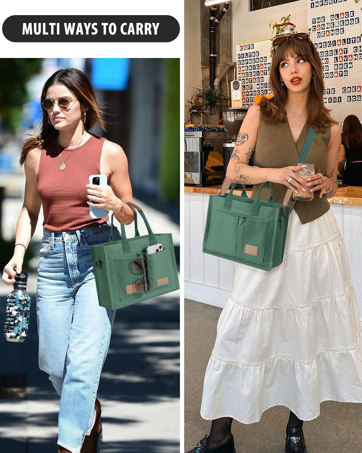 Tote Bags for Women Canvas Tote Purse Crossbody with Pockets Top Handle Shoulder Satchel Bag for Women