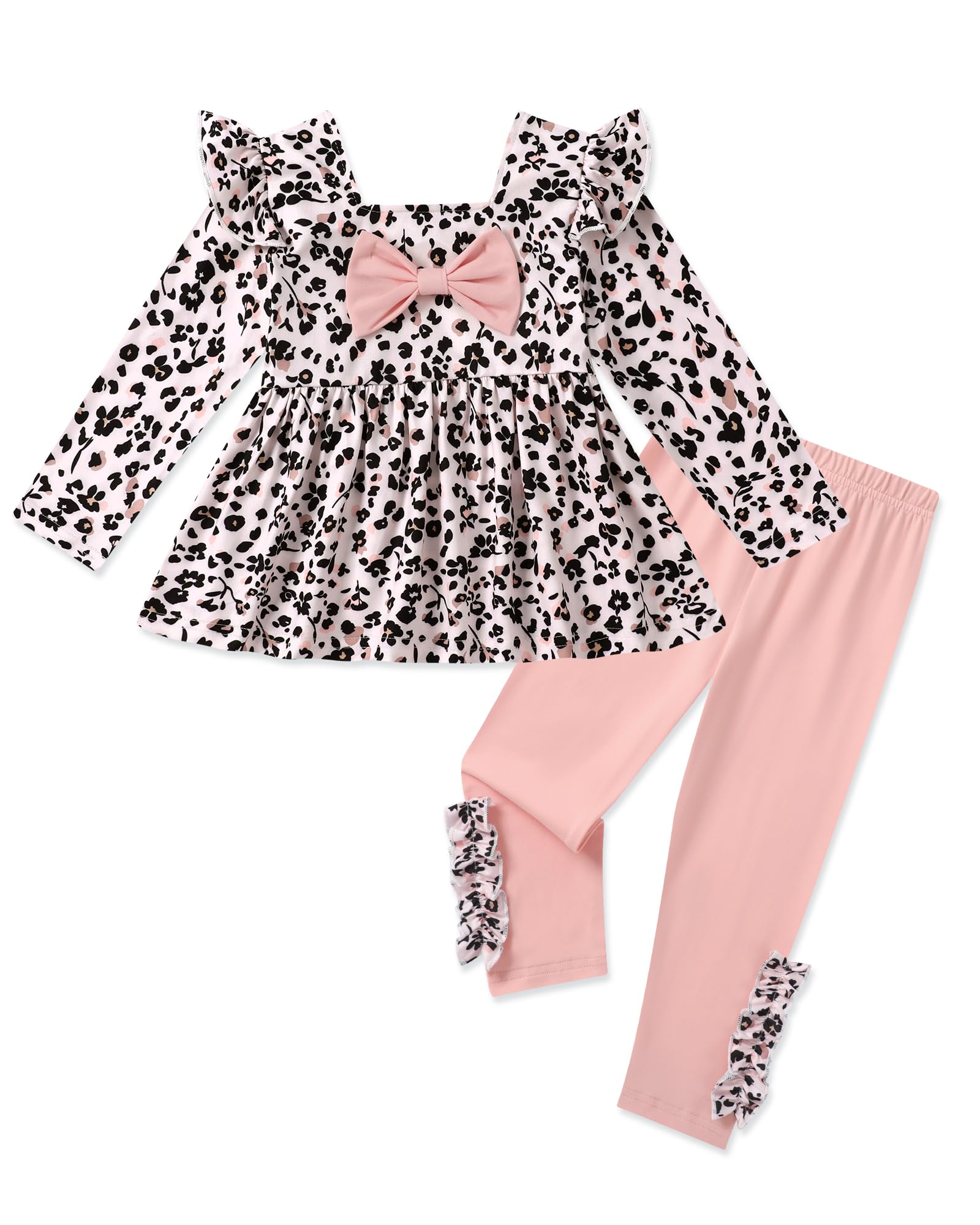 Toddler Girl Clothes 12M-6T Long Sleeves Ruffle Top+Ruffle Pants Toddler Girls Fall Winter Clothes