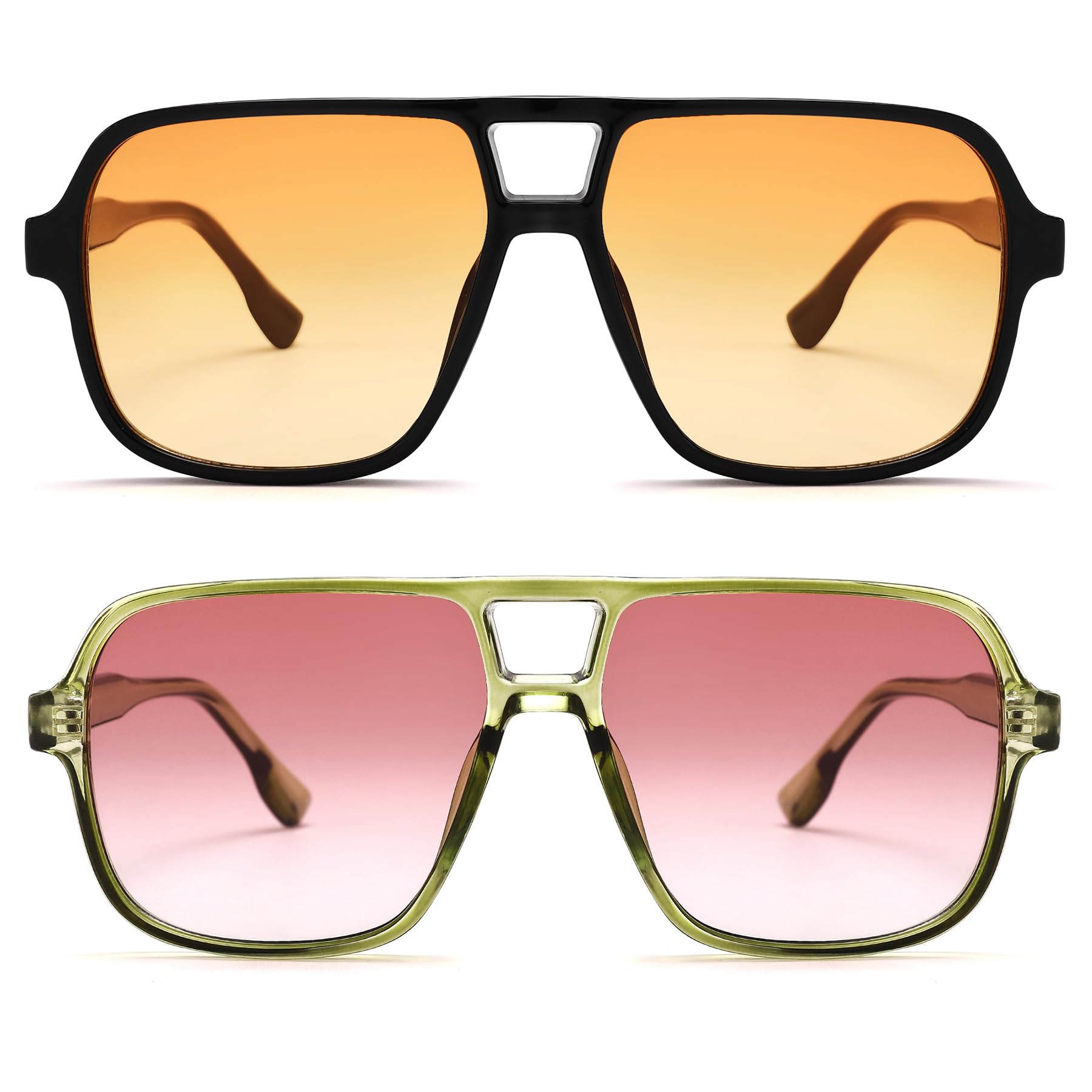 Oversized Aviator Sunglasses for Women Men - Retro 70s Square Shades Sun Glasses