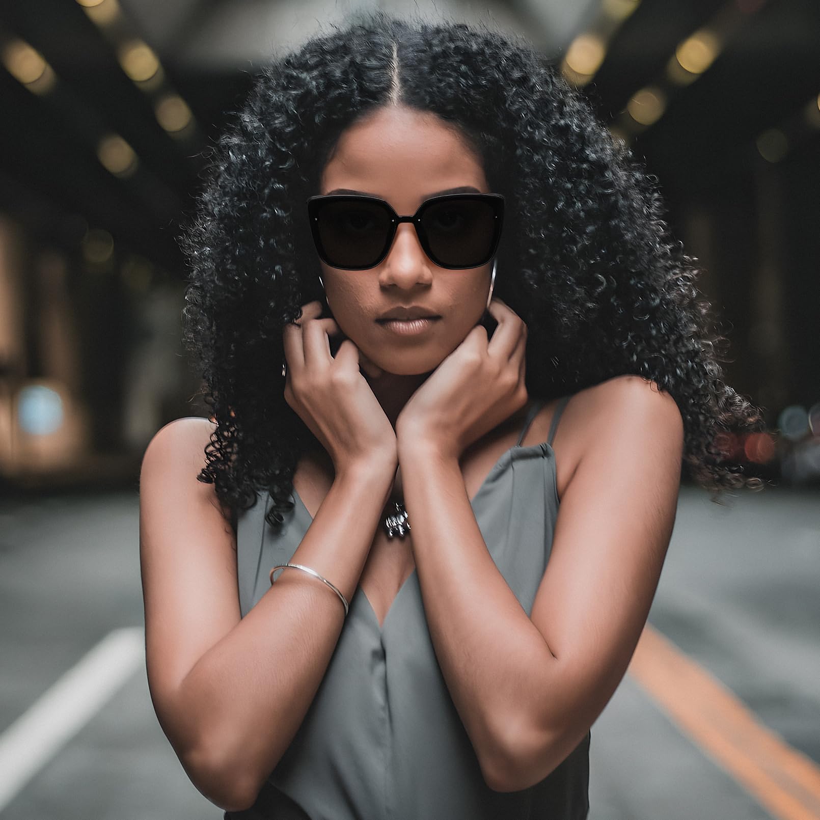 COLOSSEIN Beach Sunglasses for Women and Men Trendy Oversized Sunglasses Classic Square Sunglasses