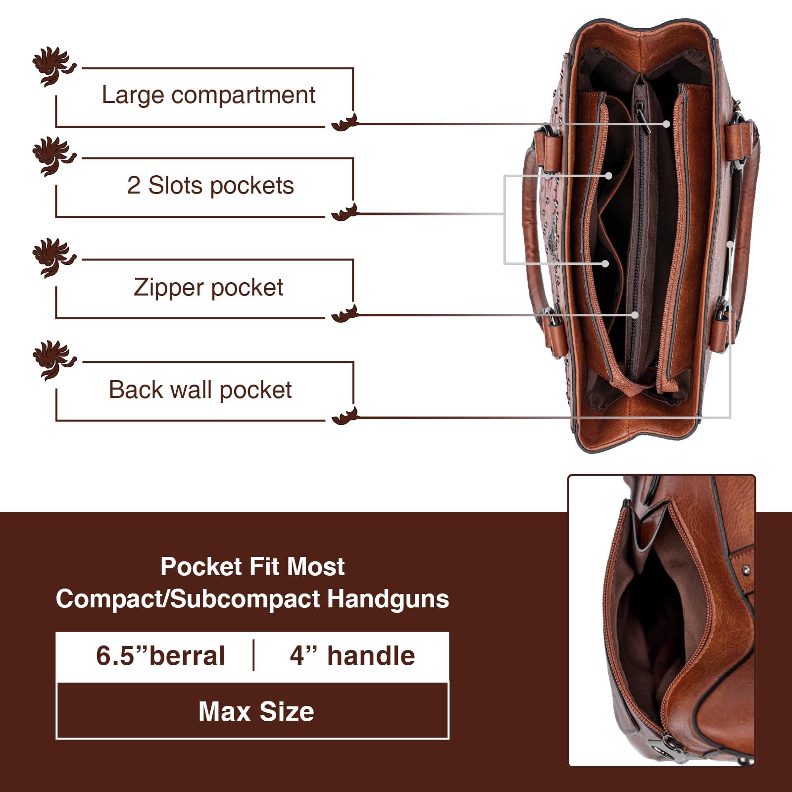 Tote Bag for Women Large Western Purse Ladies Top Handle Shoulder Handbags Vintage Embossed Concho Studs