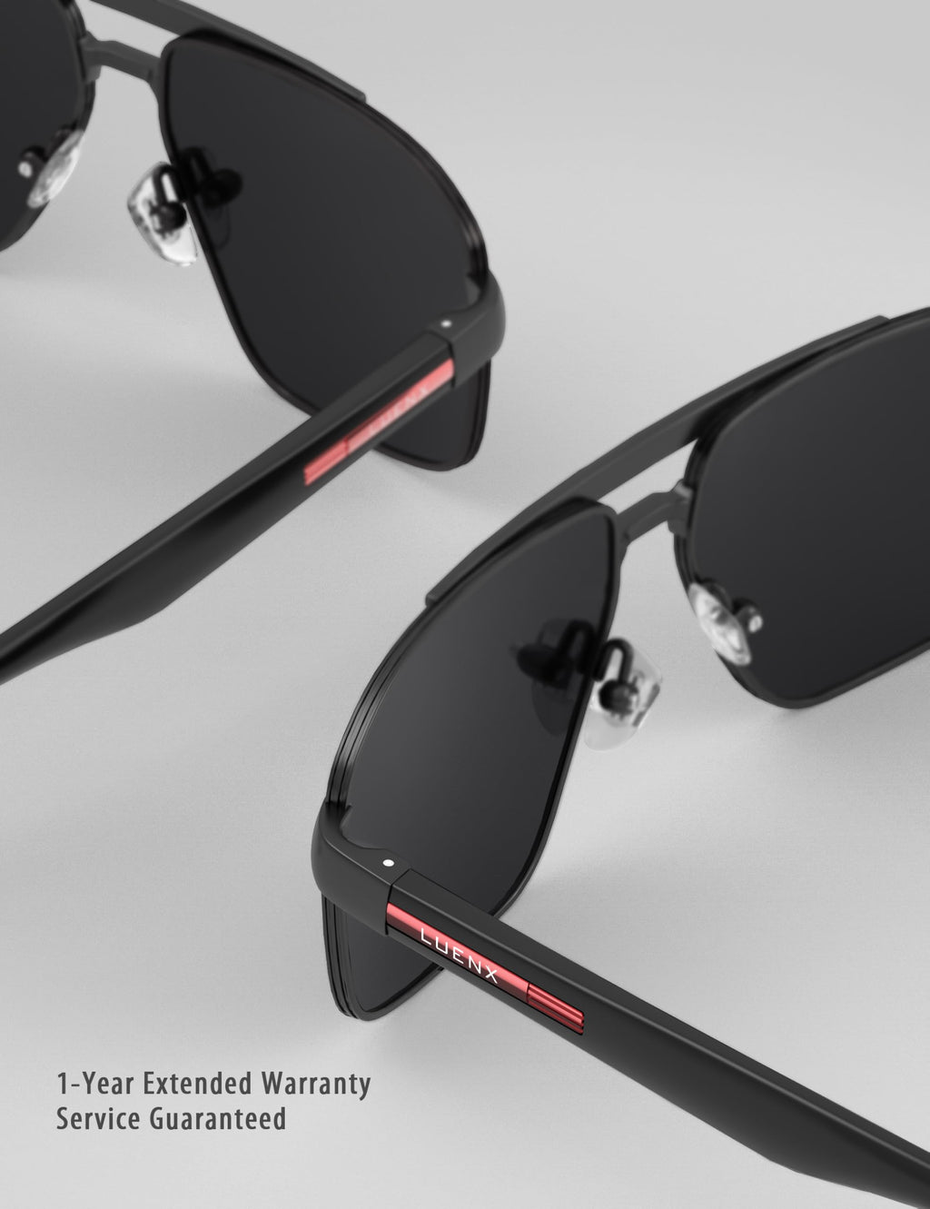 LUENX Aviator Sunglasses for Men Square Polarized Polygon Lens - UV 400 Protection