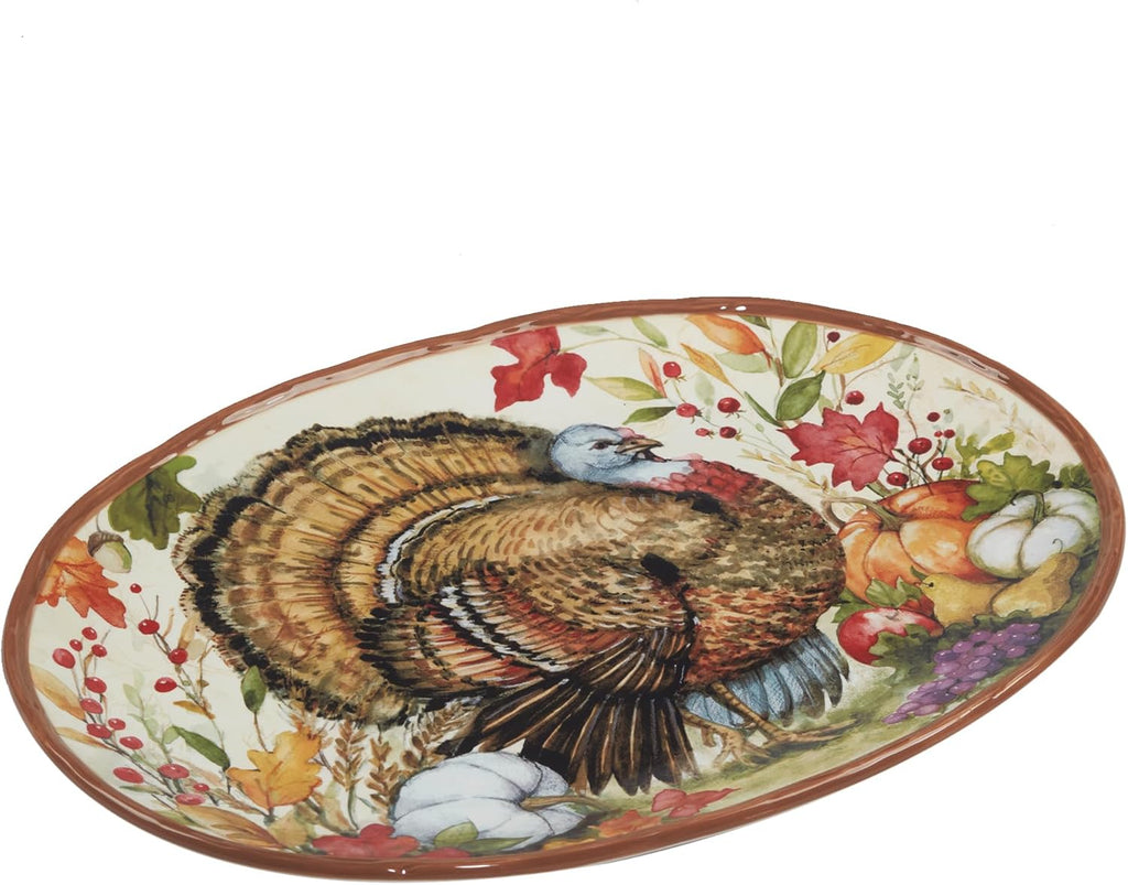Certified International Harvest Blessings Oval Turkey Platter, 16" x 12"