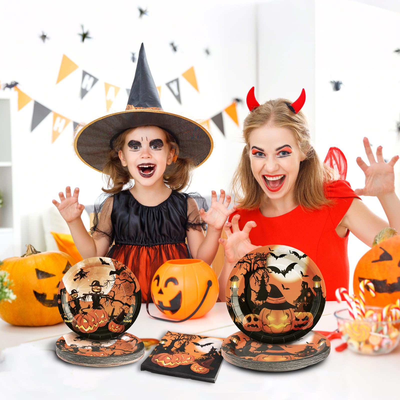 60 Pcs Thanksgiving Plates and Napkins, Happy Thanksgiving Party Supplies Tableware, Disposable Fall Paper Plates, Watercolor Pumpkin Maple plates for Autumn Harvest Festival Party, Serve 20