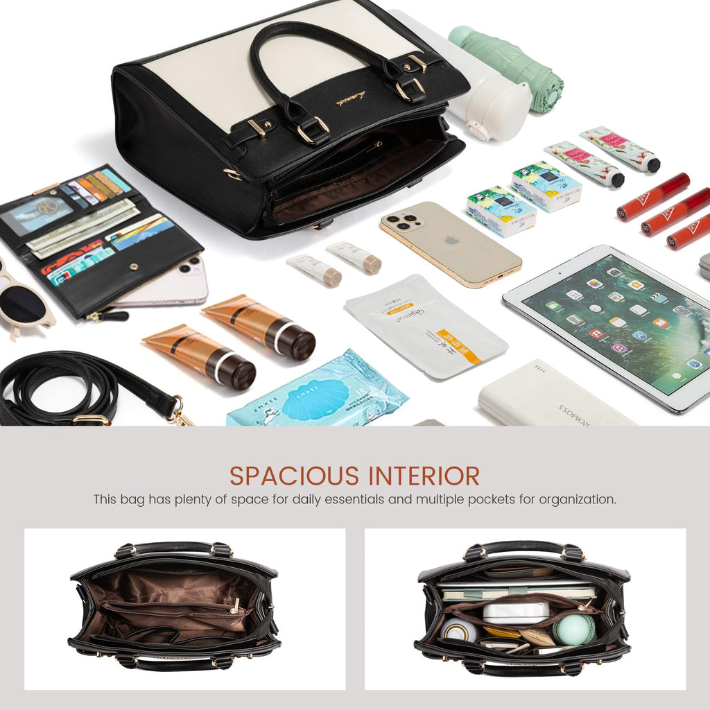 LOVEVOOK Purses and Handbags for Women, Tote Shoulder Bag Satchel Black Purse and PU Leather Top Handle for ladies