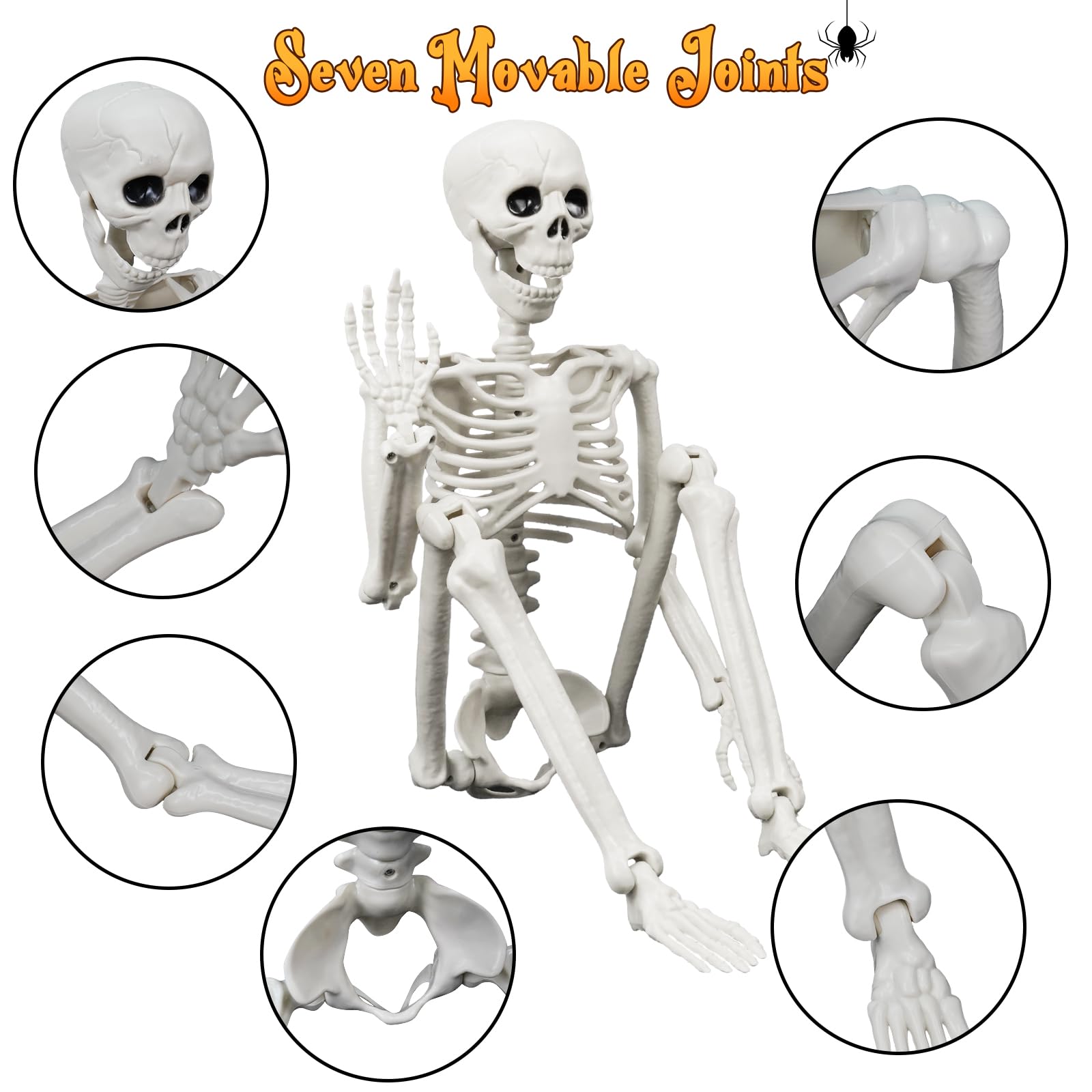 Lighted Human & Dog Skeleton Halloween Decorations Outdoor/Indoor - 36 Inch Realistic Full Body Movable Posable Skeleton Spooky Halloween Decor for Garden Yard Porch Indoor Party Haunted Graveyard