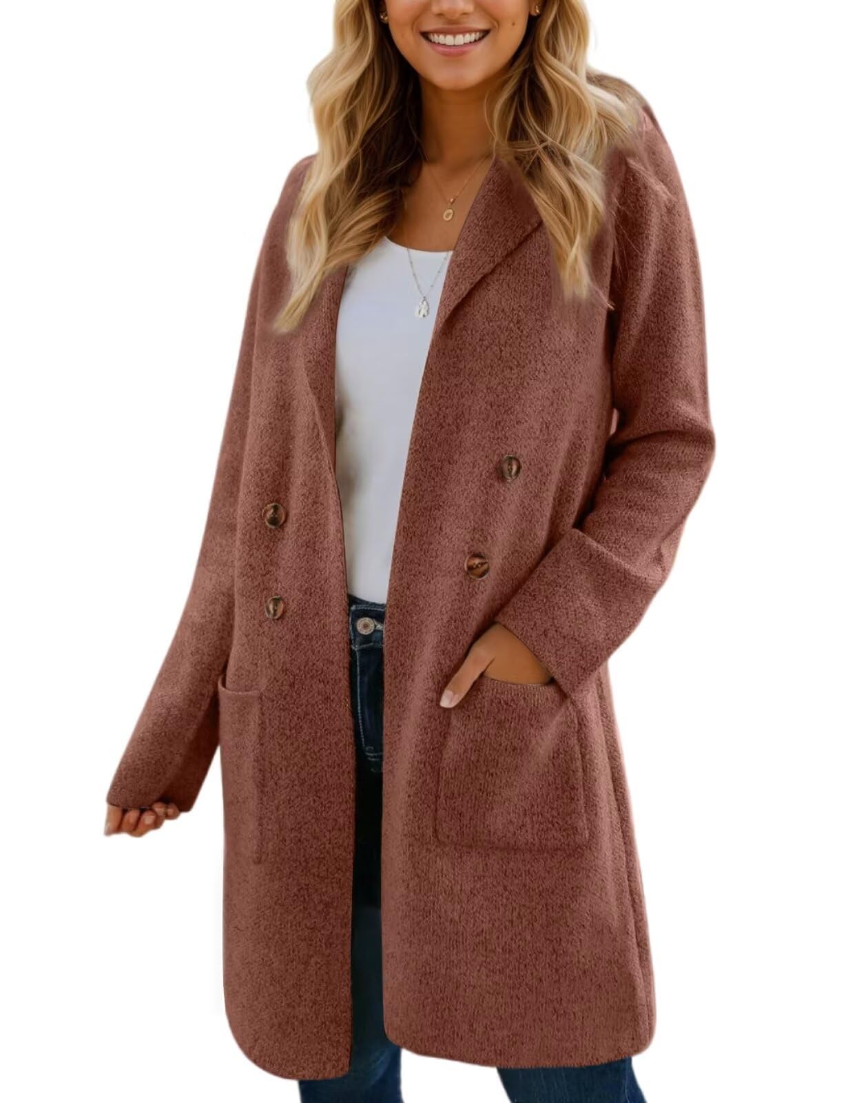 CiCiBird Women Fall Long Cardigan Sweater Trendy Knit Jacket Coat Dressy Blazer Coatigan