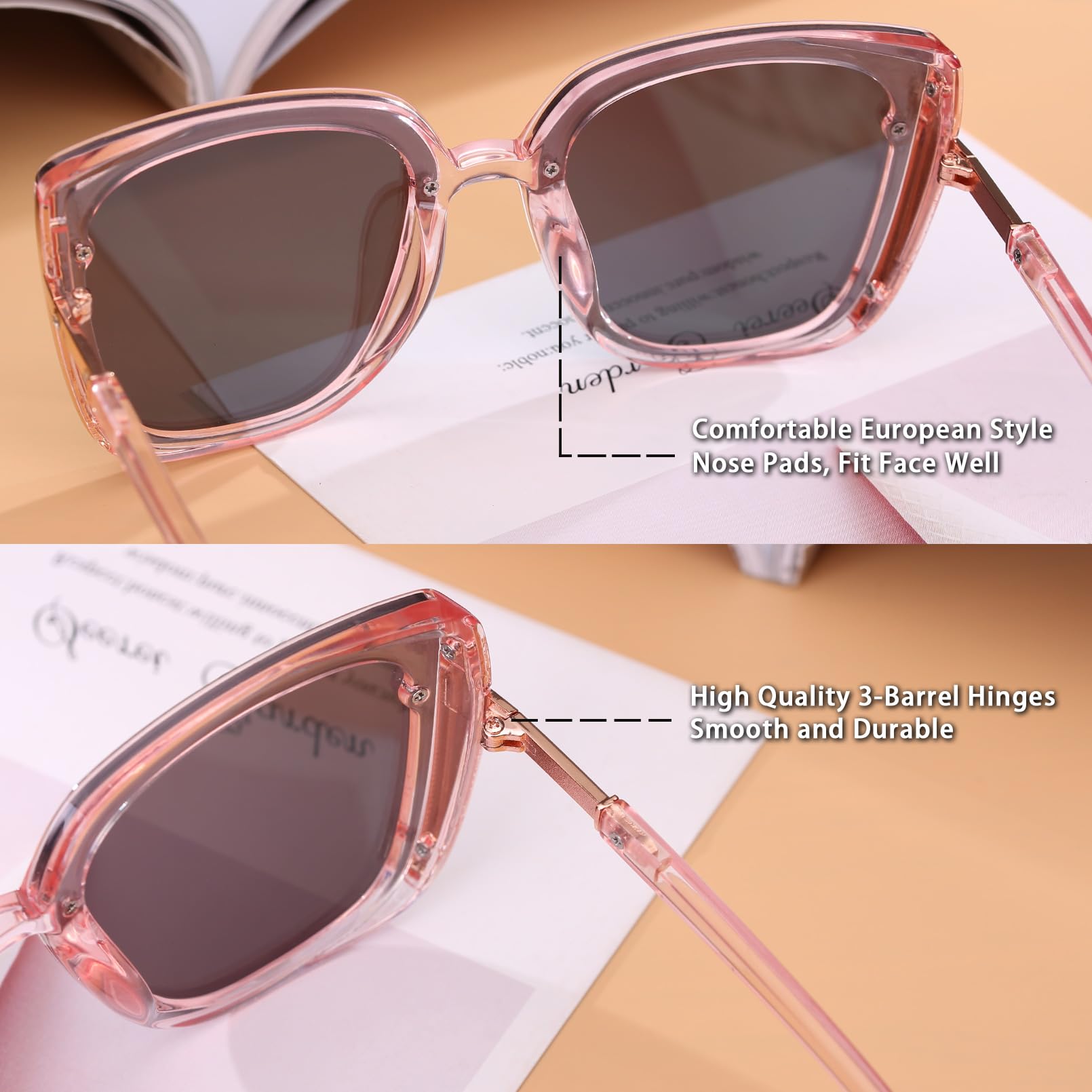 COLOSSEIN Beach Sunglasses for Women and Men Trendy Oversized Sunglasses Classic Square Sunglasses