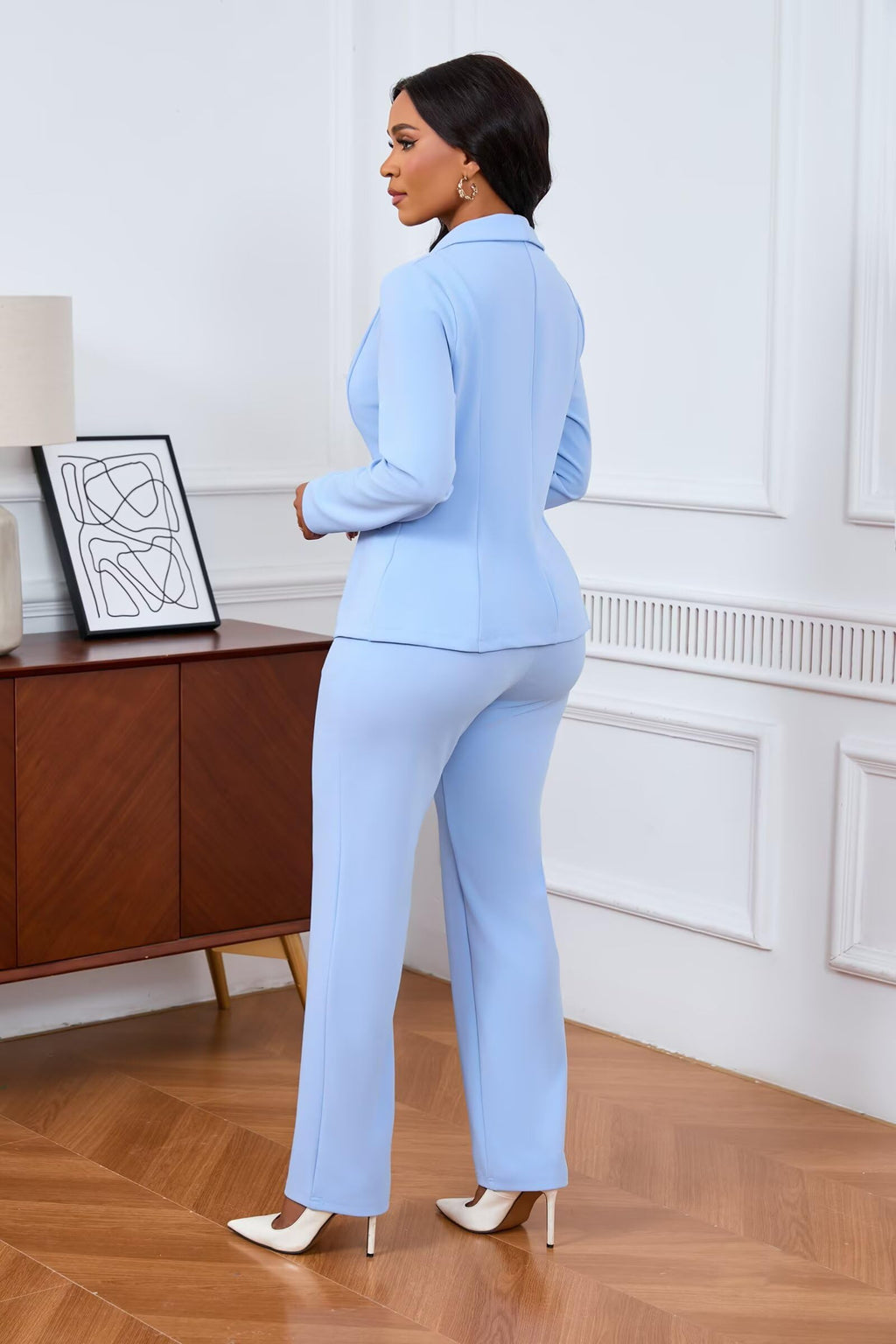 Ophestin Business 2 Piece Pant Suits for Women Dressy Blazer Straight Leg Pantsuit Set Formal Casual Office Work Outfits