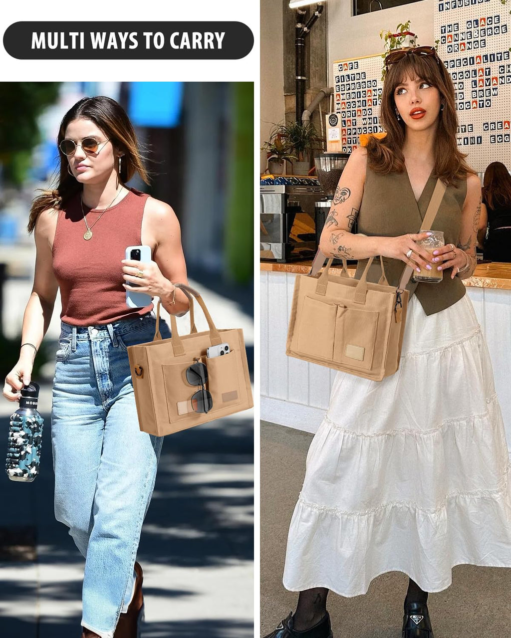 Tote Bags for Women Canvas Tote Purse Crossbody with Pockets Top Handle Shoulder Satchel Bag for Women