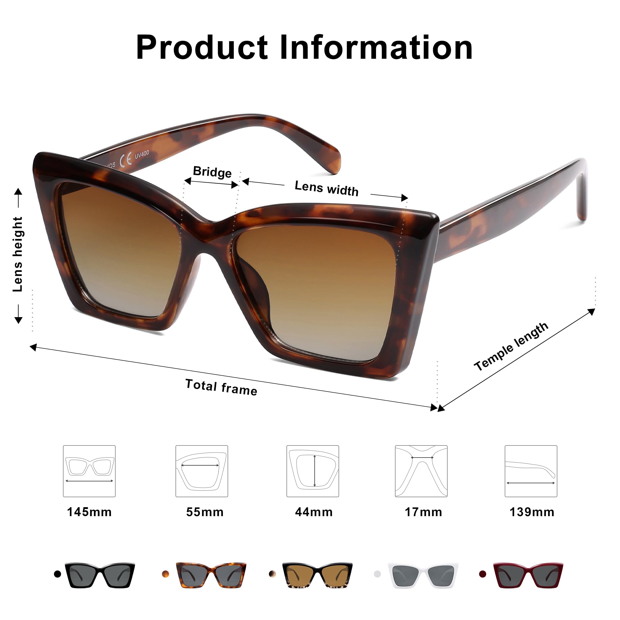 SOJOS Trendy Oversized Cateye Sunglasses Womens UV400 Large Designer Shades Lentes De Sol Para Mujer SJ2347