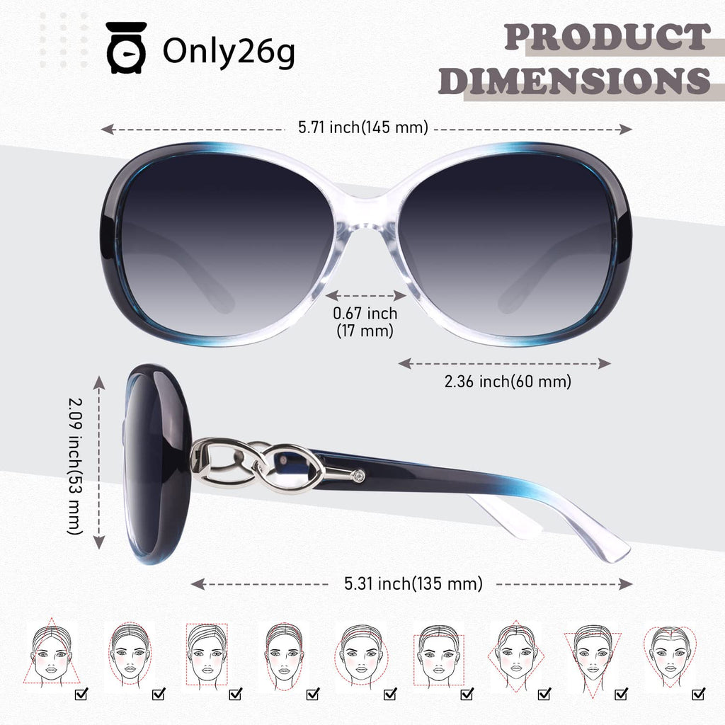 Sunier Sunglasses Womens Polarized Trendy Oversized Sun Glasses Fashion Ladies Shades 100% UV400 Protection S85