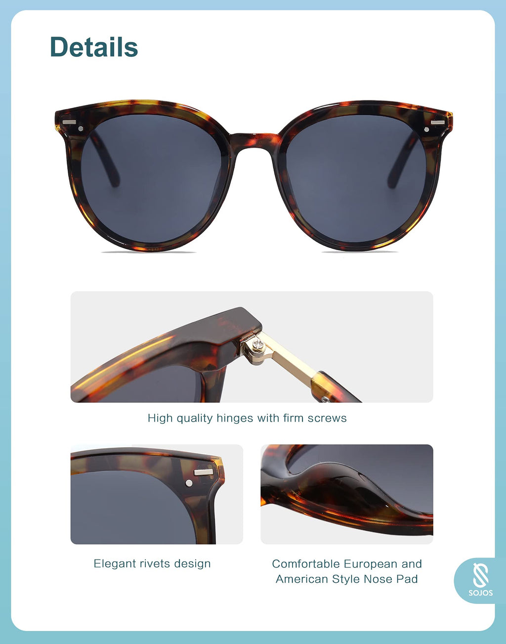 SOJOS Sunglasses Womens Trendy 2025 Classic Round Retro Vintage Shades Large Frame Sunnies SJ2067