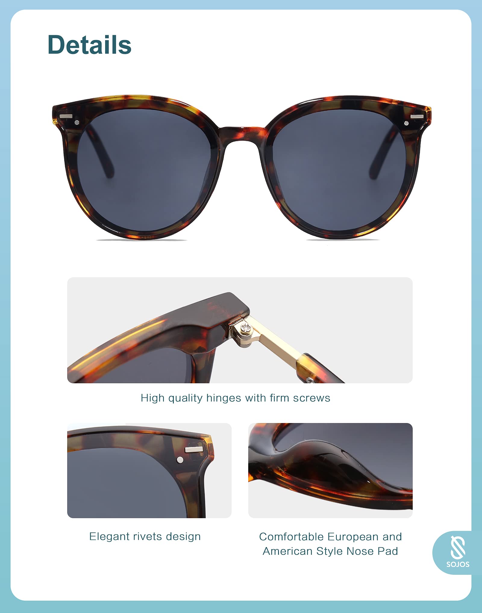 SOJOS Sunglasses Womens Trendy 2025 Classic Round Retro Vintage Shades Large Frame Sunnies SJ2067