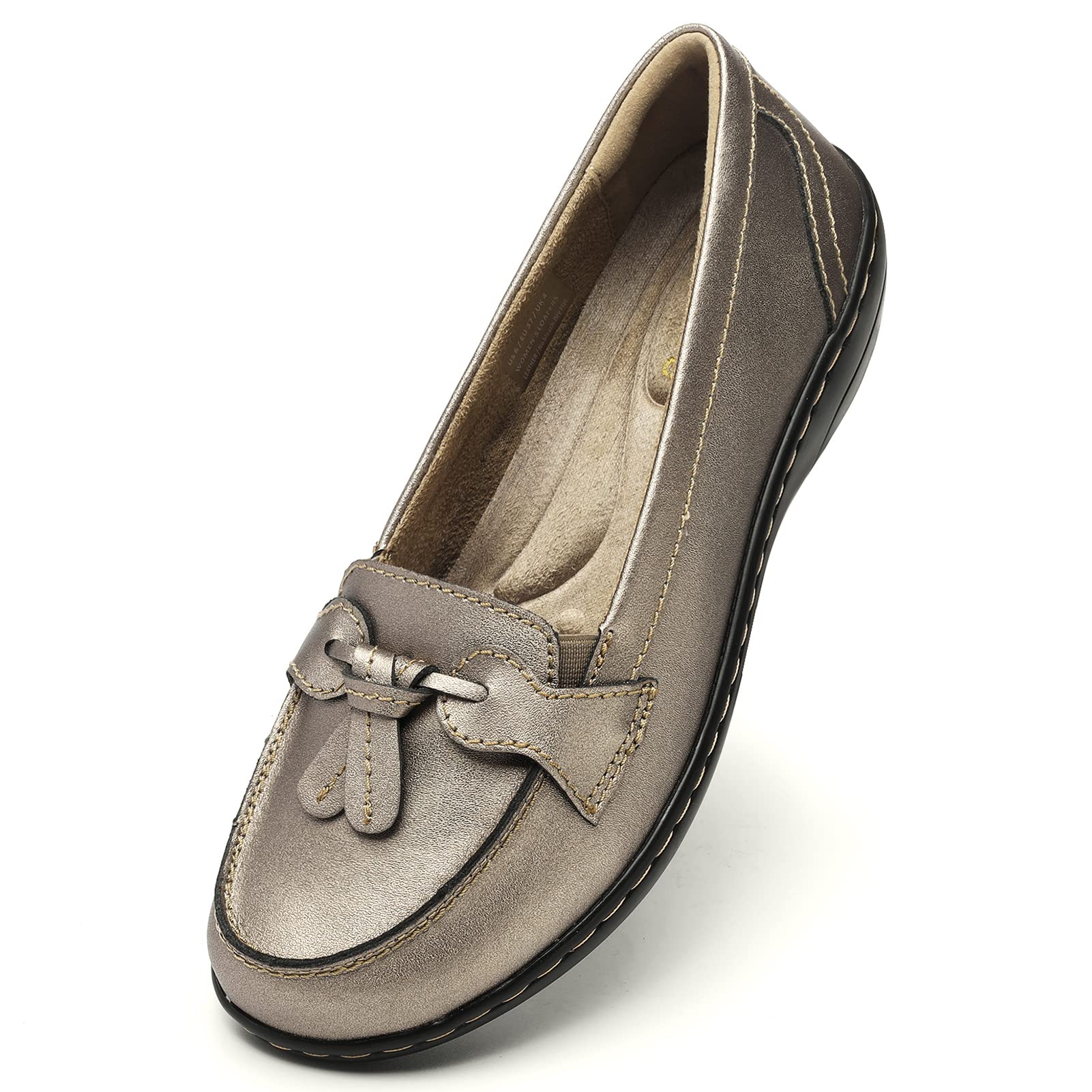 Artisure Women's Classic Comfort Leather Loafers Casual Slip-Ons Stylish Tassel Dress Shoes Cute Work Office Flats Everyday Walking Shoes