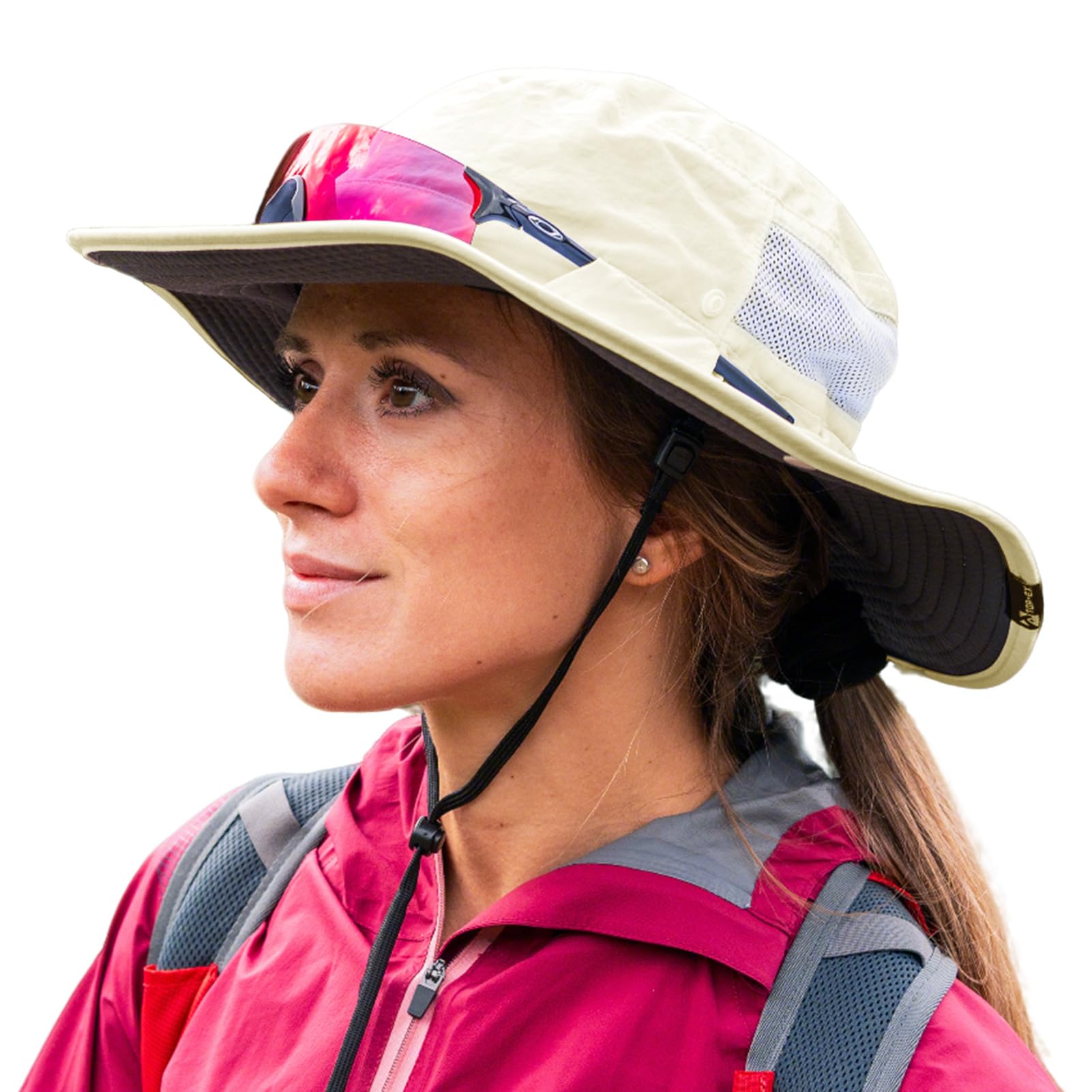 TOP-EX L/XL/XXL UV50+ Waterproof Wide Brim Bucket Sun Hat for Summer Fishing Hiking w/Detachable Strap & Vented Mesh