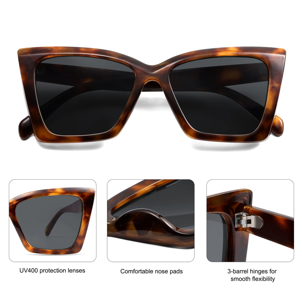 SOJOS Trendy Oversized Cateye Sunglasses Womens UV400 Large Designer Shades Lentes De Sol Para Mujer SJ2347
