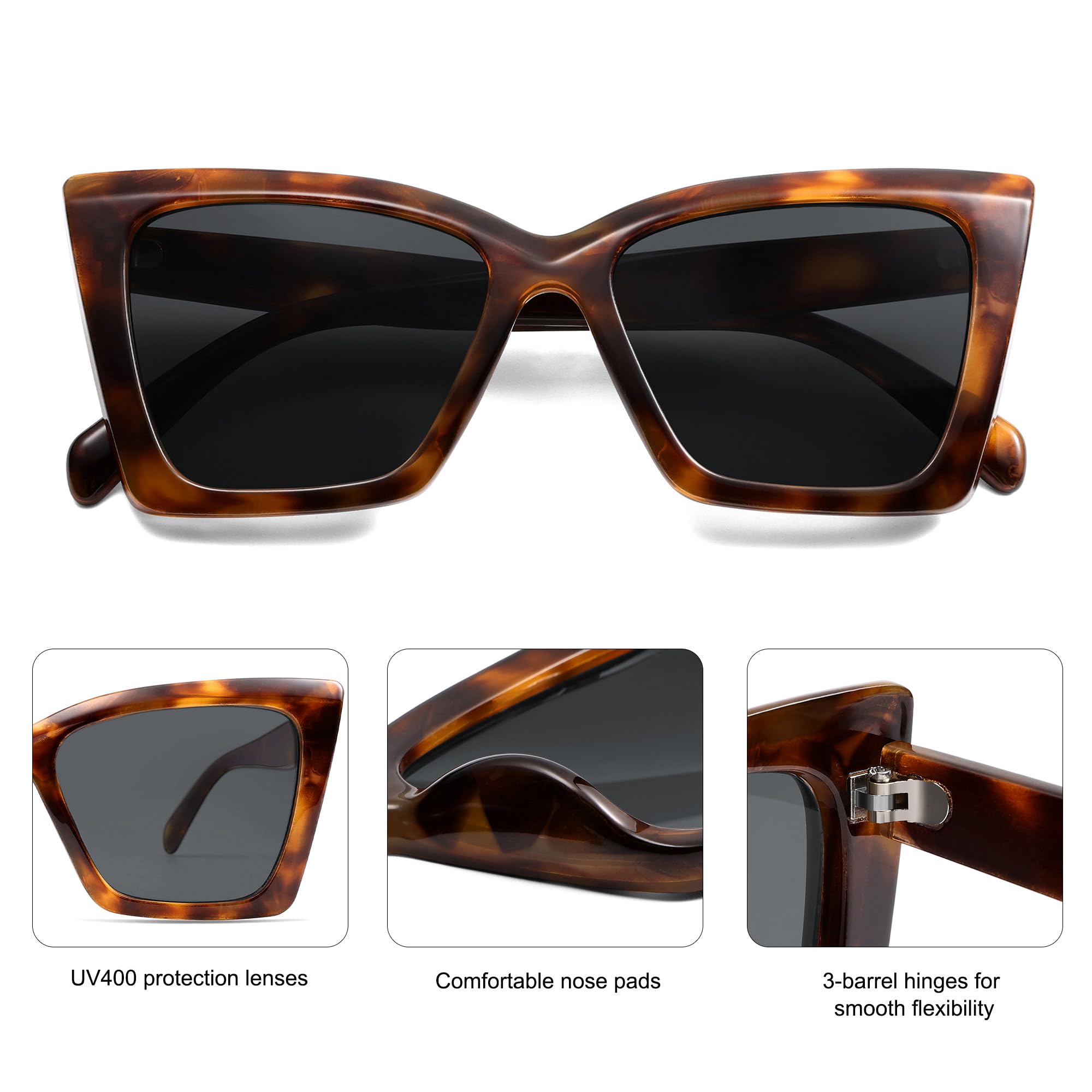 SOJOS Trendy Oversized Cateye Sunglasses Womens UV400 Large Designer Shades Lentes De Sol Para Mujer SJ2347