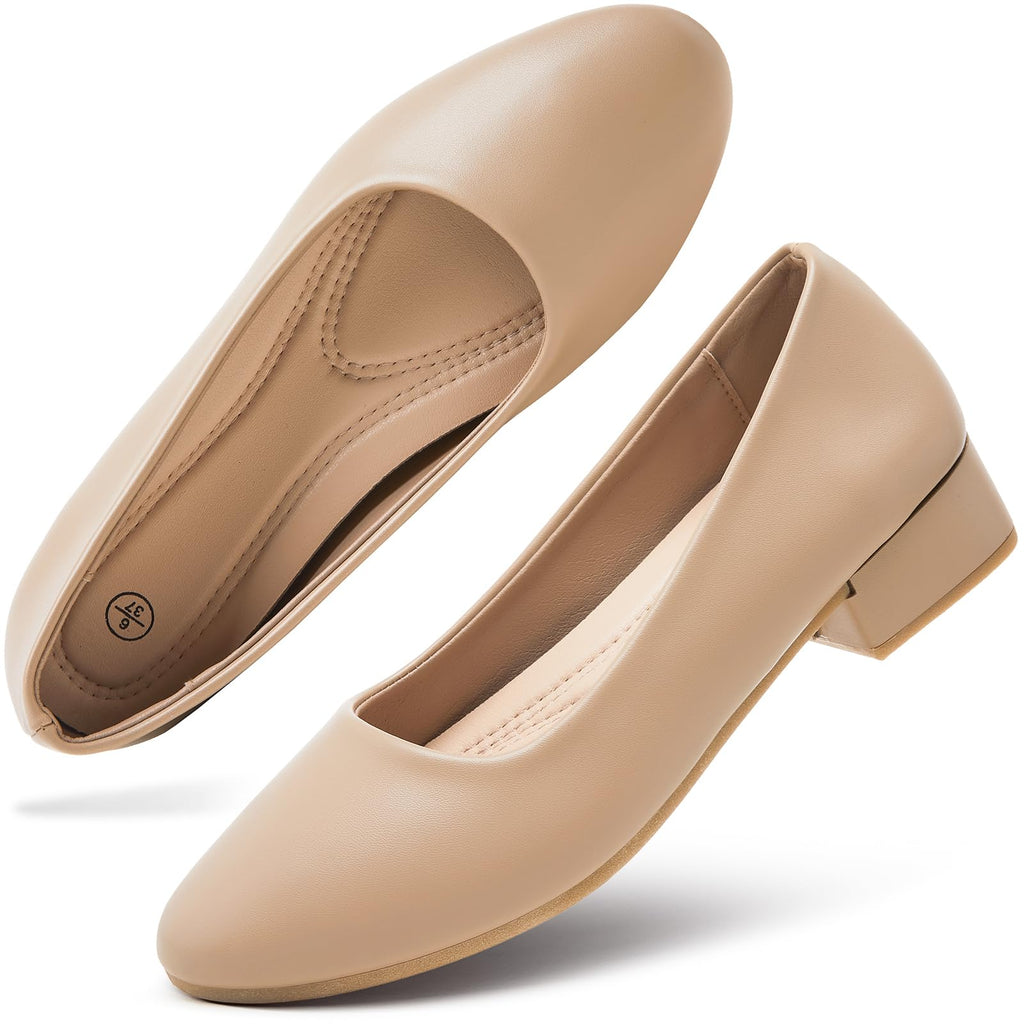 hash bubbie Women's Loafers Slip on Shoes Chunky Low Block Heels Closed Toe Pumps Shoes Office Shoes Ladies Elegant Wedding Dress Shoes