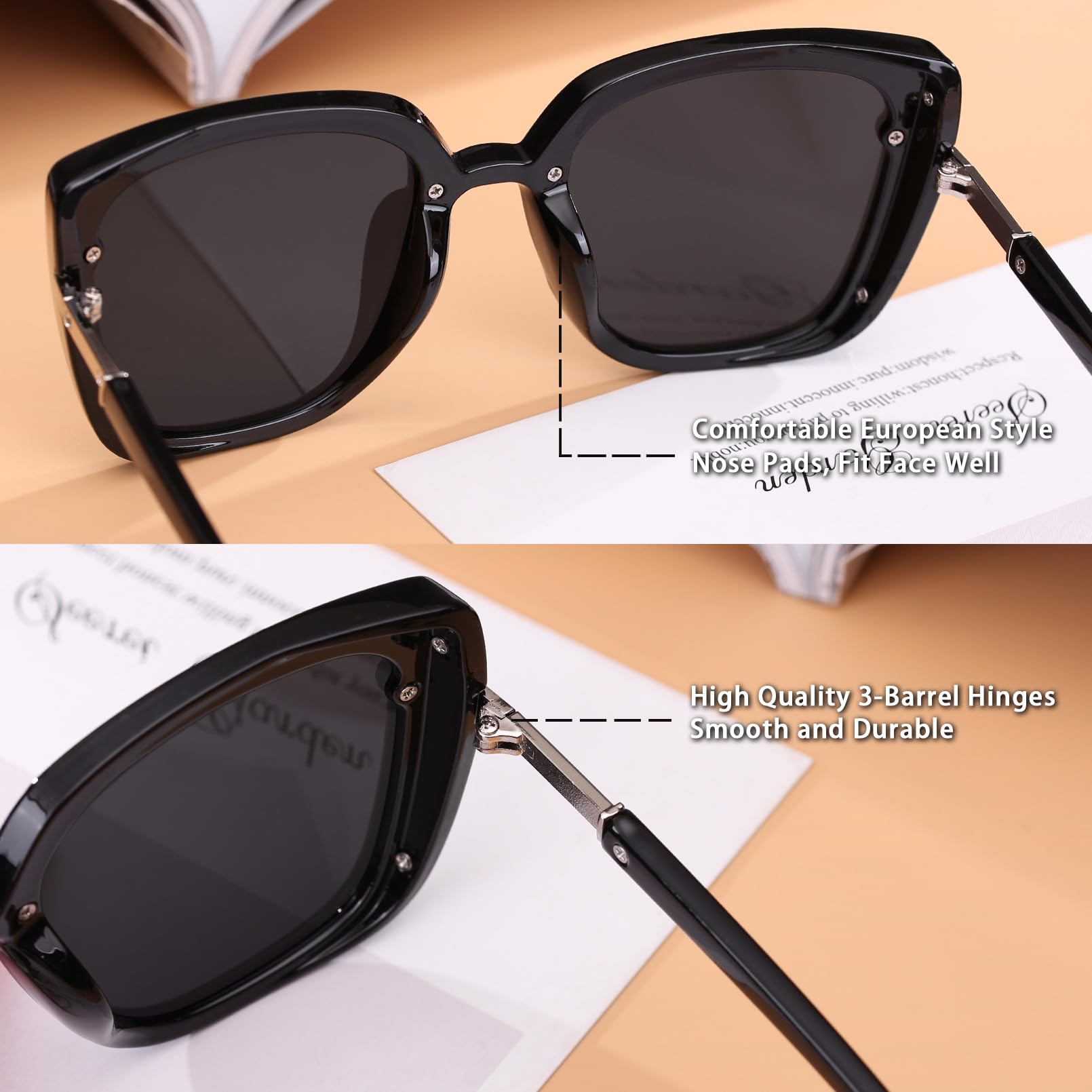 COLOSSEIN Beach Sunglasses for Women and Men Trendy Oversized Sunglasses Classic Square Sunglasses