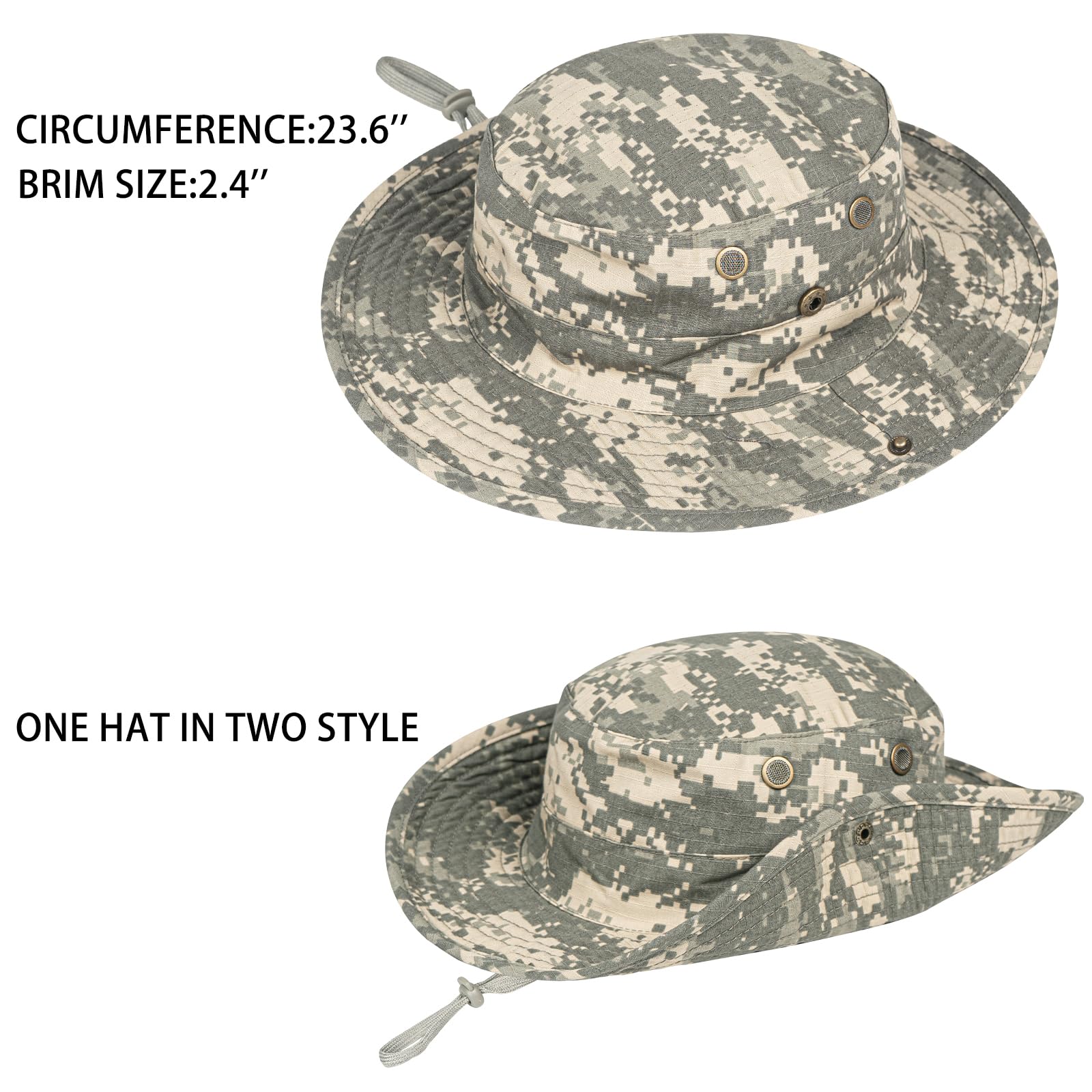 Sun Hats for Men Women Boonie Hat Foldable Fishing Hat UPF 50+ Bucket Hat for Fishing Hiking Garden Safari Beach