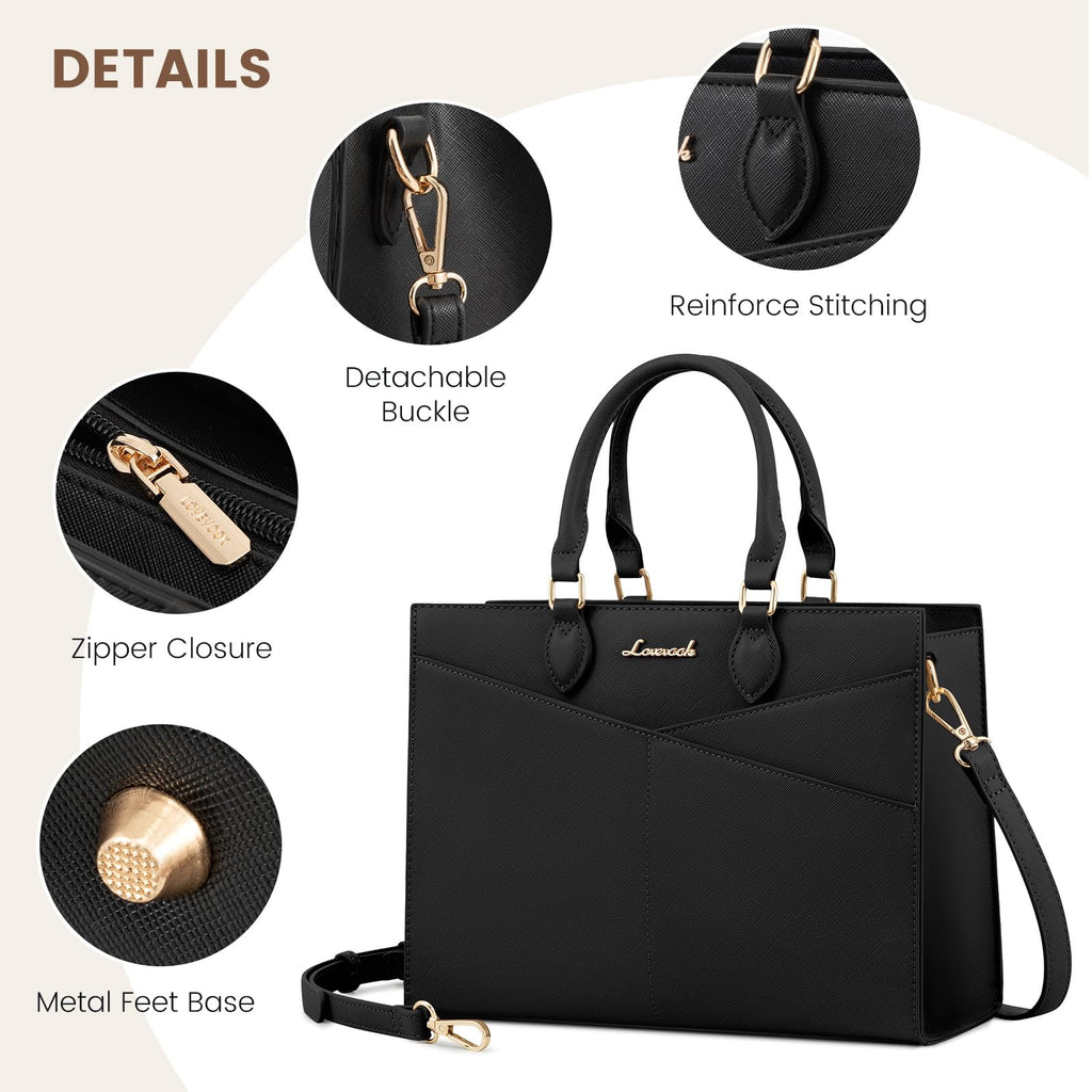 LOVEVOOK Purses for Women,Satchel Handbags Tote Bag, Black Pu Leather Shoulder Crossbody Top Handle Purse with Zipper