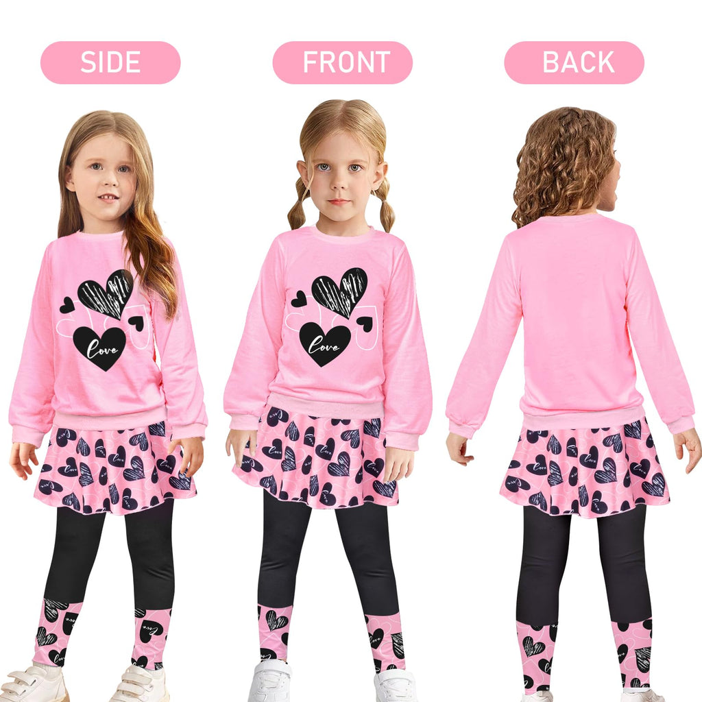 Toddler Kid Girl Clothing Set Outfit Long Sleeve Top, Unicorn Print Pantskirts Fall Winter Outfit Set