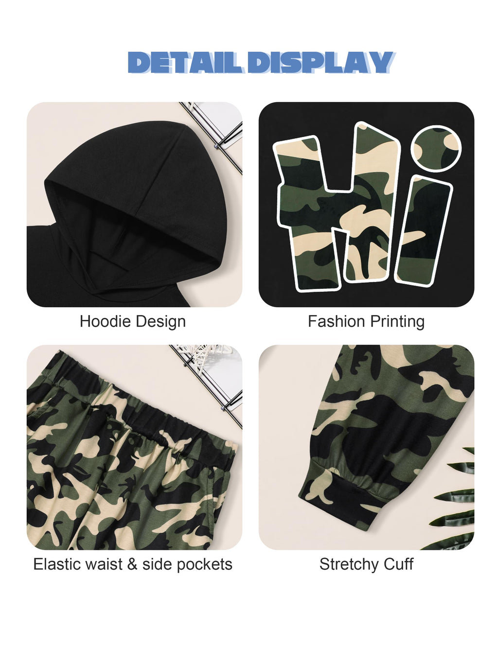 Boys Clothes Camo Boys Outfits Letter Printing Pullover Hoodie and Pants 2Pcs Winter Kids Clothes Boys for 7-14 Years