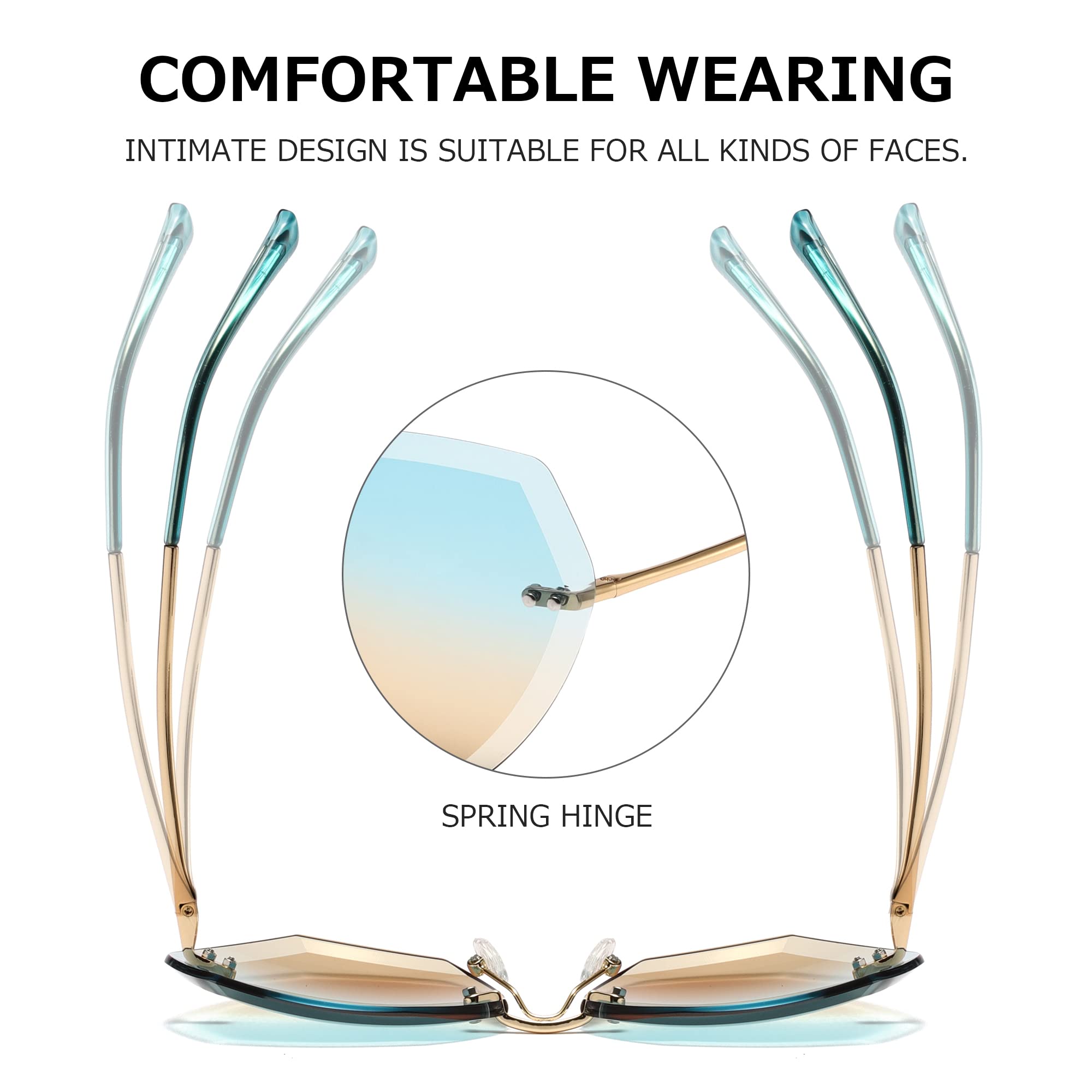 AEVOGUE Sunglasses For Women Oversized Rimless Diamond Cutting Lens Sun Glasses AE0534