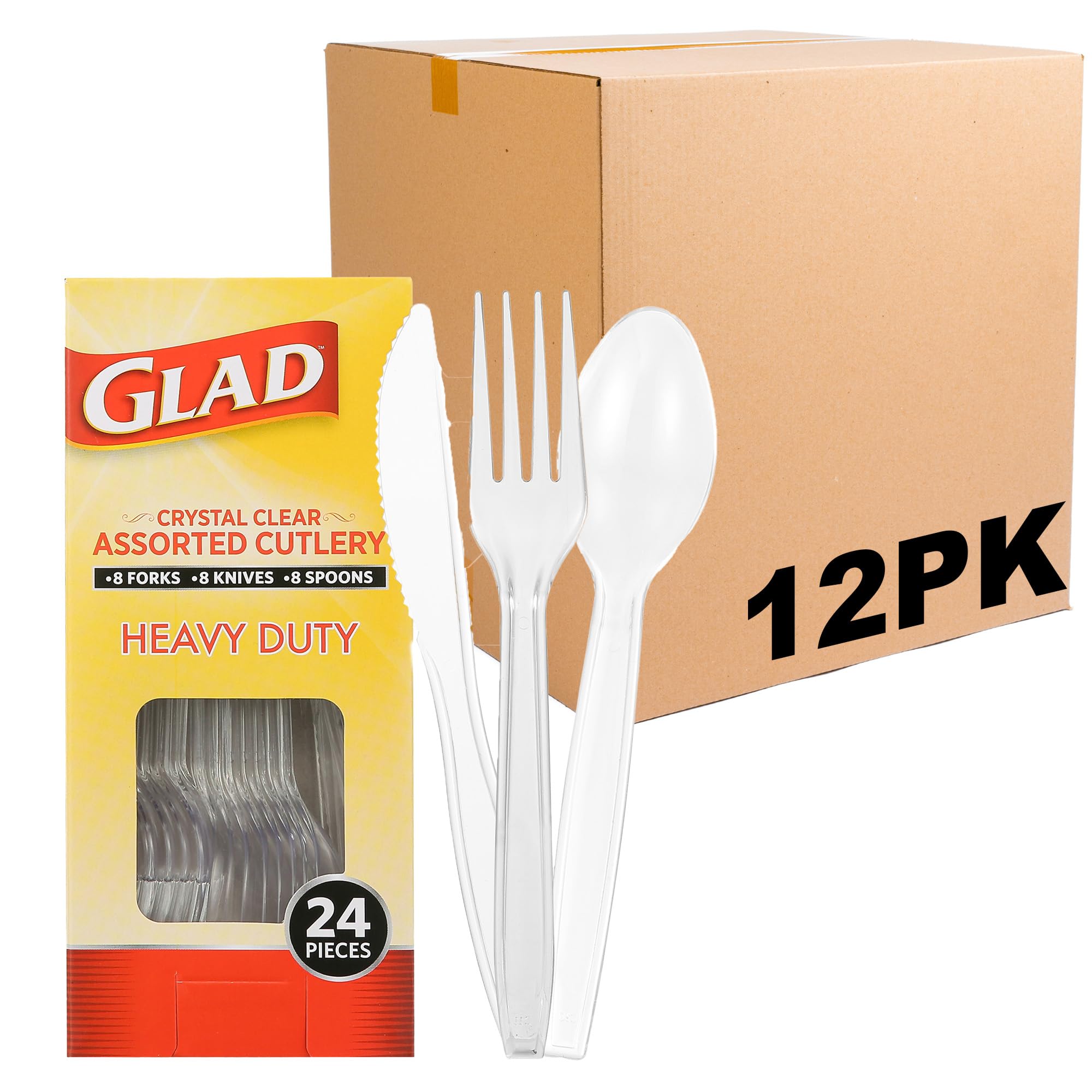 Glad Disposable Cutlery Set - Clear Heavy Duty Plastic Forks, Knives, and Spoons - 240 Piece Plasticware for Parties - Durable, Sturdy Recyclable Utensils - Great for July 4th, Thanksgiving, Christmas
