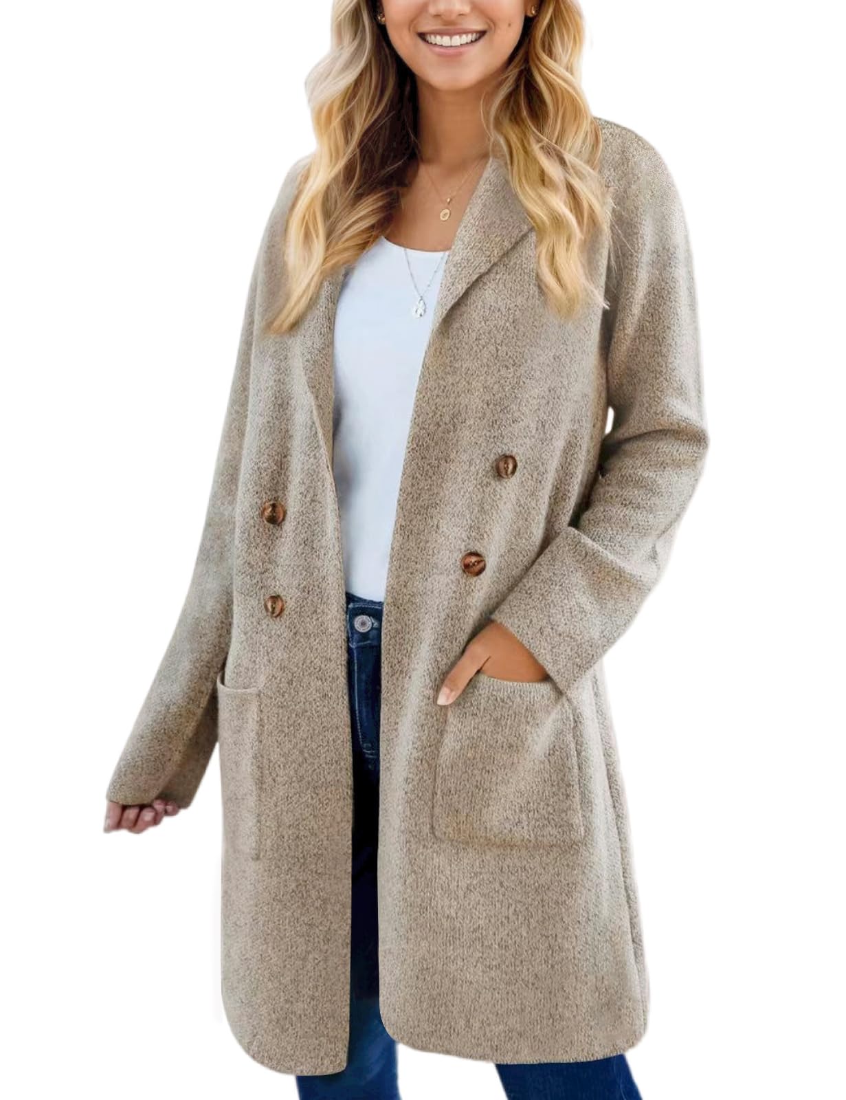 CiCiBird Women Fall Long Cardigan Sweater Trendy Knit Jacket Coat Dressy Blazer Coatigan