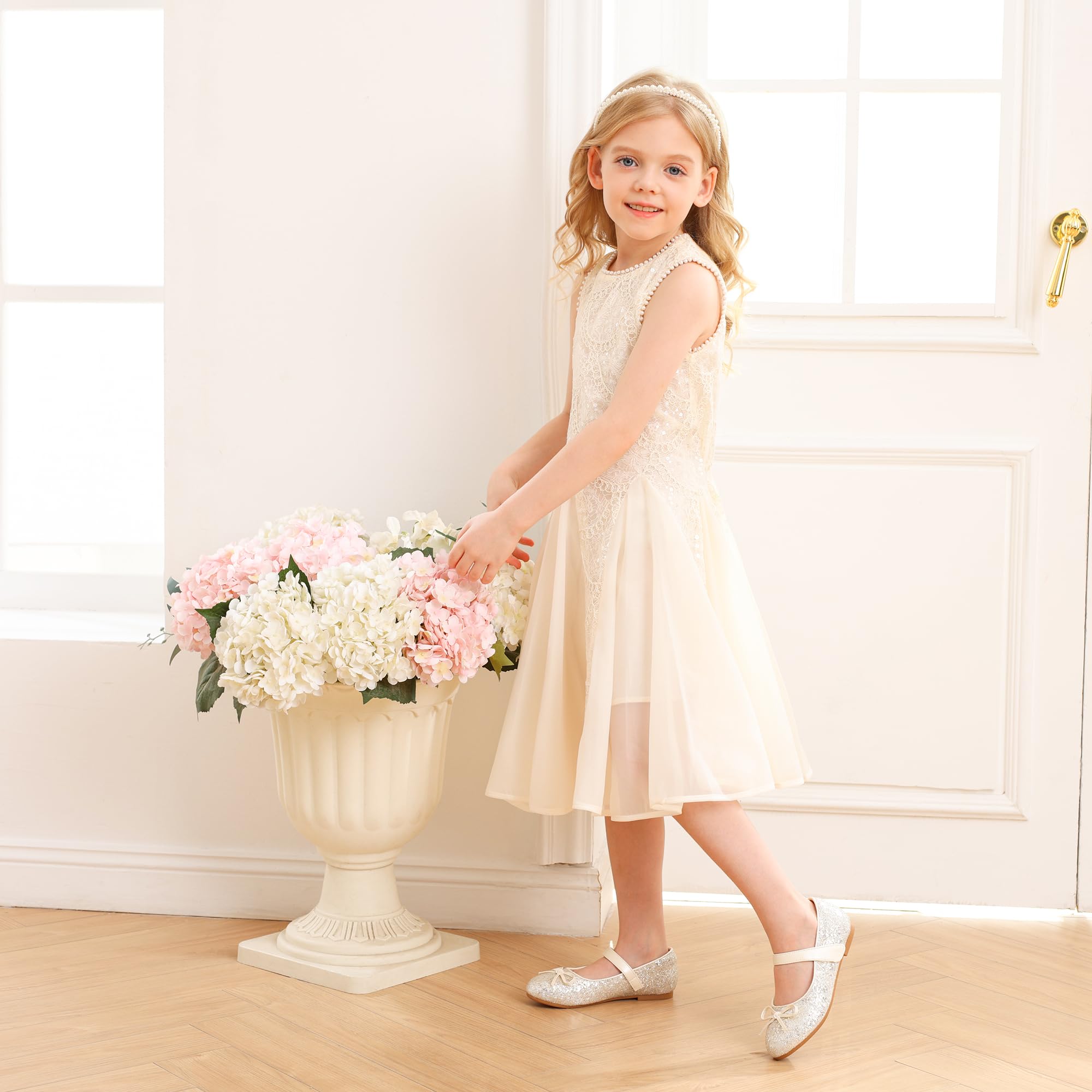 Stelle Girls Mary Jane School Flats Flower Wedding Uniform Party Shoes（Toddler/Little Kids/Big Kids）