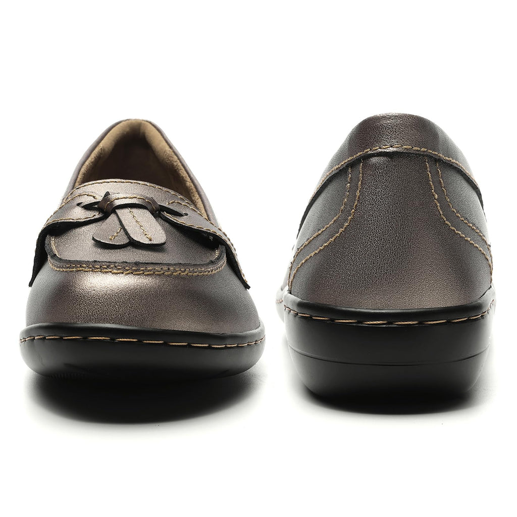 Artisure Women's Classic Comfort Leather Loafers Casual Slip-Ons Stylish Tassel Dress Shoes Cute Work Office Flats Everyday Walking Shoes