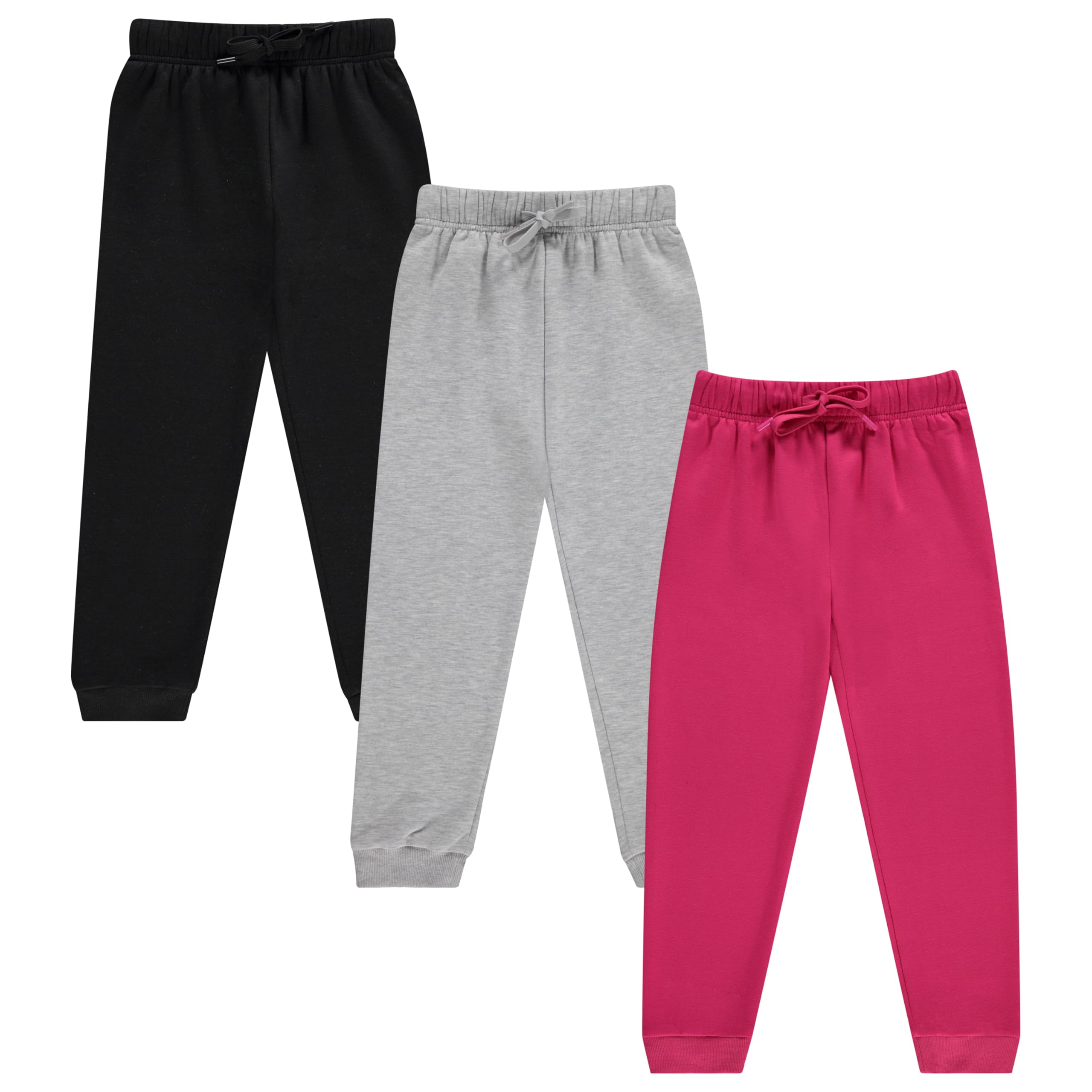 BTween Kids Girls Fashion Stretch Waist Ultra Soft Jogger Pants Set 3 Pack Bundle