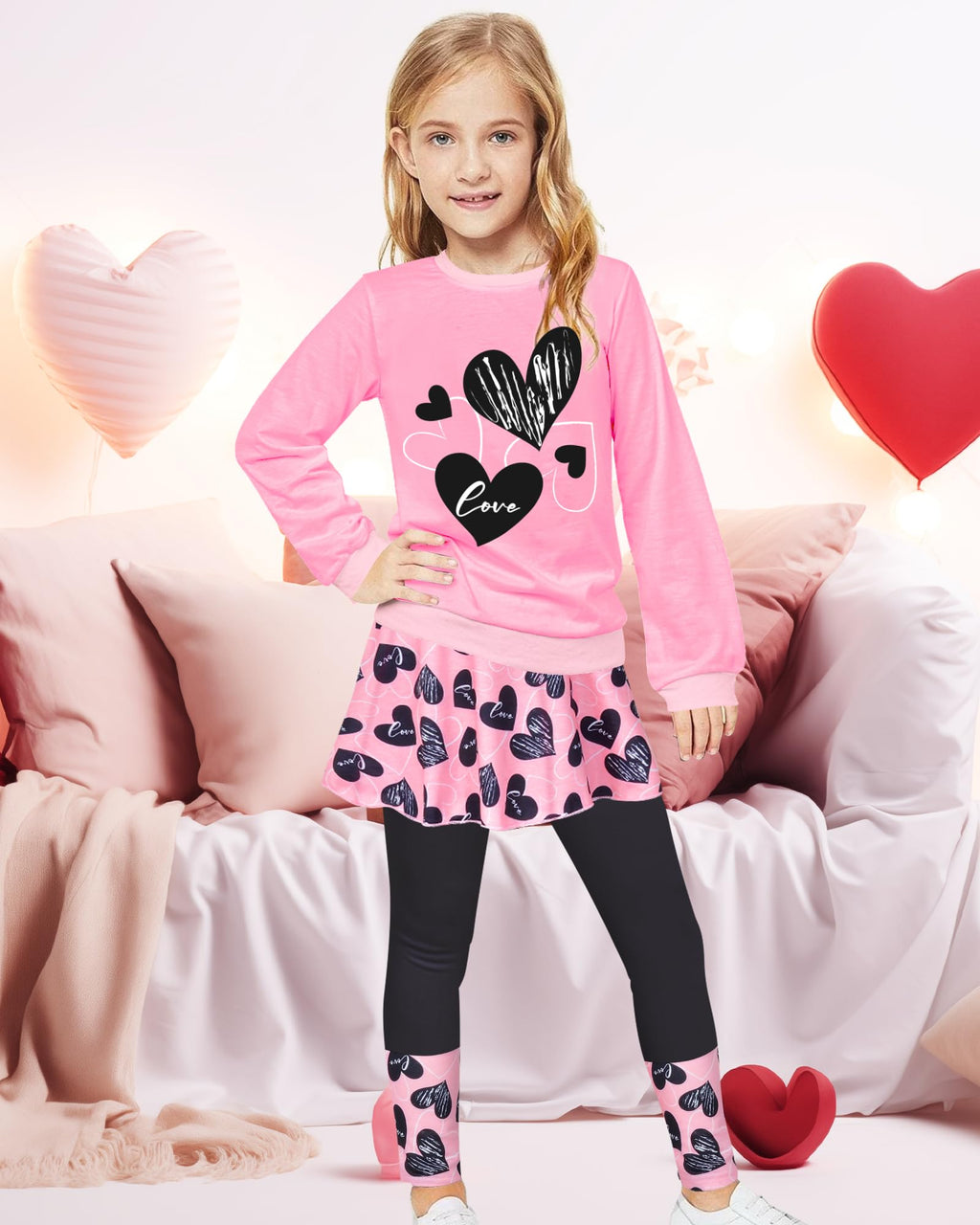 Toddler Kid Girl Clothing Set Outfit Long Sleeve Top, Unicorn Print Pantskirts Fall Winter Outfit Set