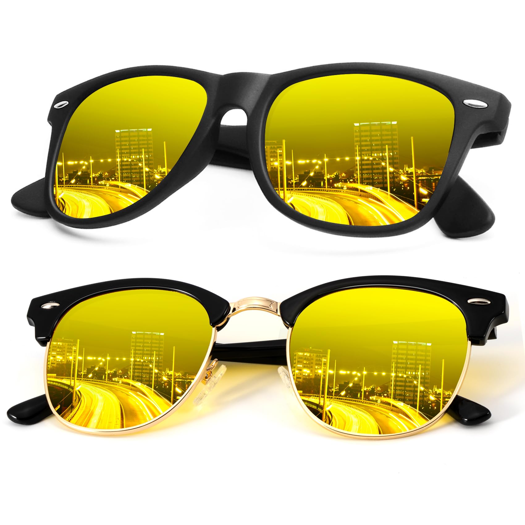 KALIYADI Polarized Sunglasses for Men and Women Semi-Rimless Frame Driving Sun glasses UV Blocking