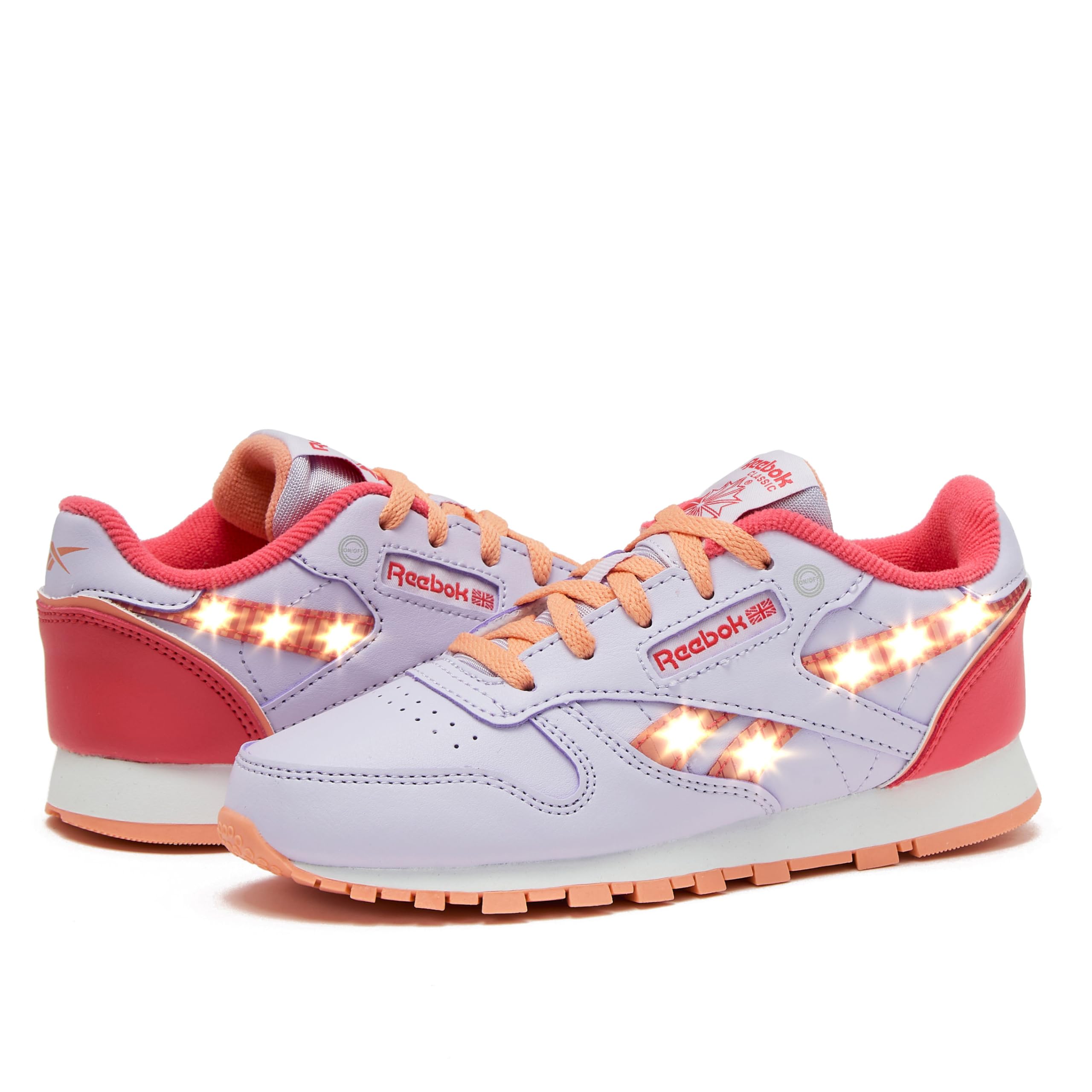 Reebok Classic Leather Step N Flash 2.0 LED Light Up Boys and Girls Sneakers, Lightweight Tennis or Athletic Shoes, Little Kids and Toddler Size 11-3