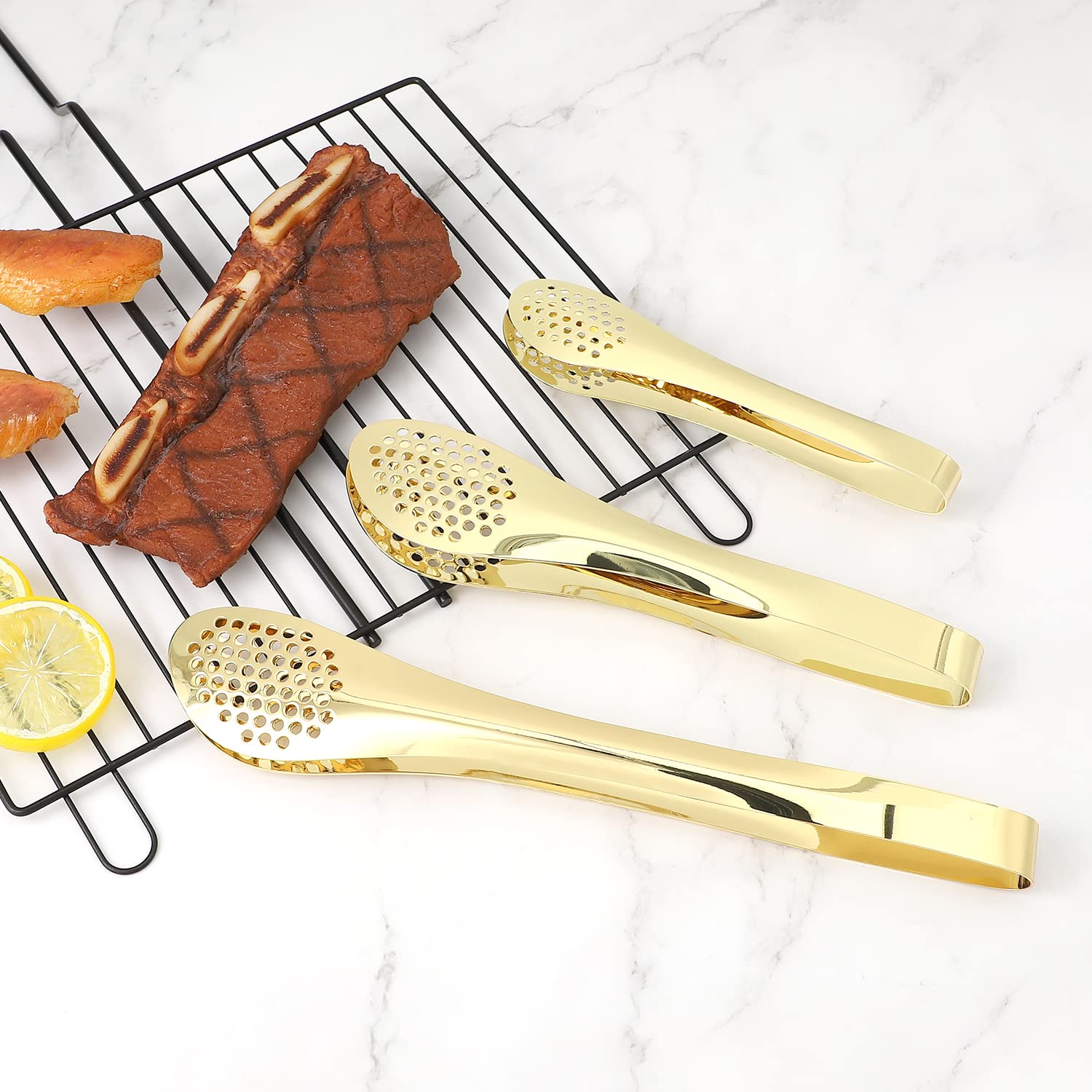 MSY BIGSUNNY 9 inch Buffet Tongs, Set of 2 Stainless Steel Food Serving Tongs