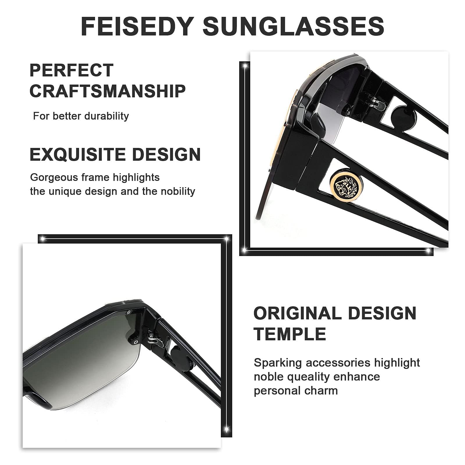 FEISEDY Square Oversized Sunglasses for Men Women, Flat Top Shield One Piece Lens Sun Glasses Shades B2765