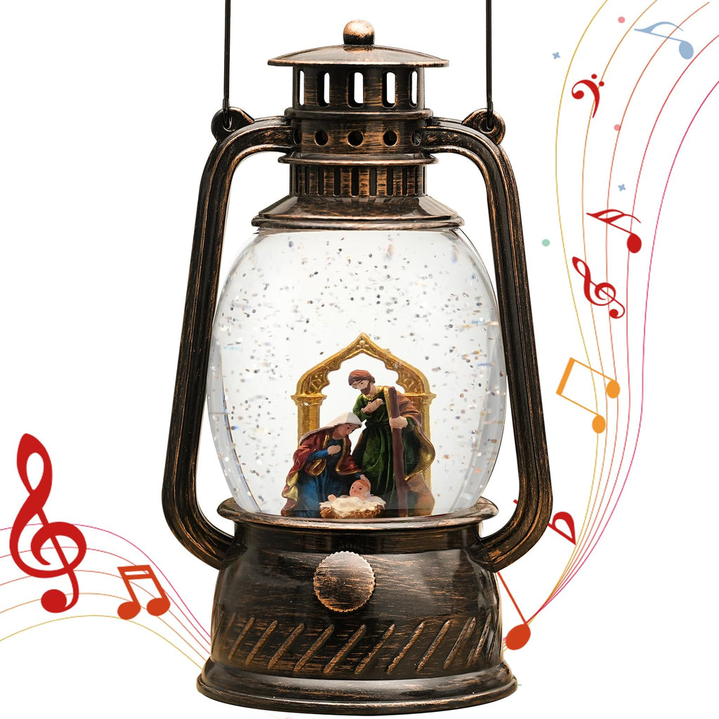 Fall Decor Snow Globe Thanksgiving Decoration Turkey Lantern Light-Up 6H Timer Halloween Pumpkin Glitter Autumn Scene Snow Globes Fall Decoration for Home