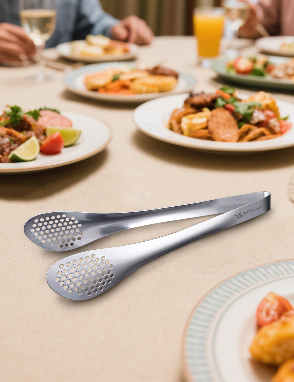 MSY BIGSUNNY 9 inch Buffet Tongs, Set of 2 Stainless Steel Food Serving Tongs