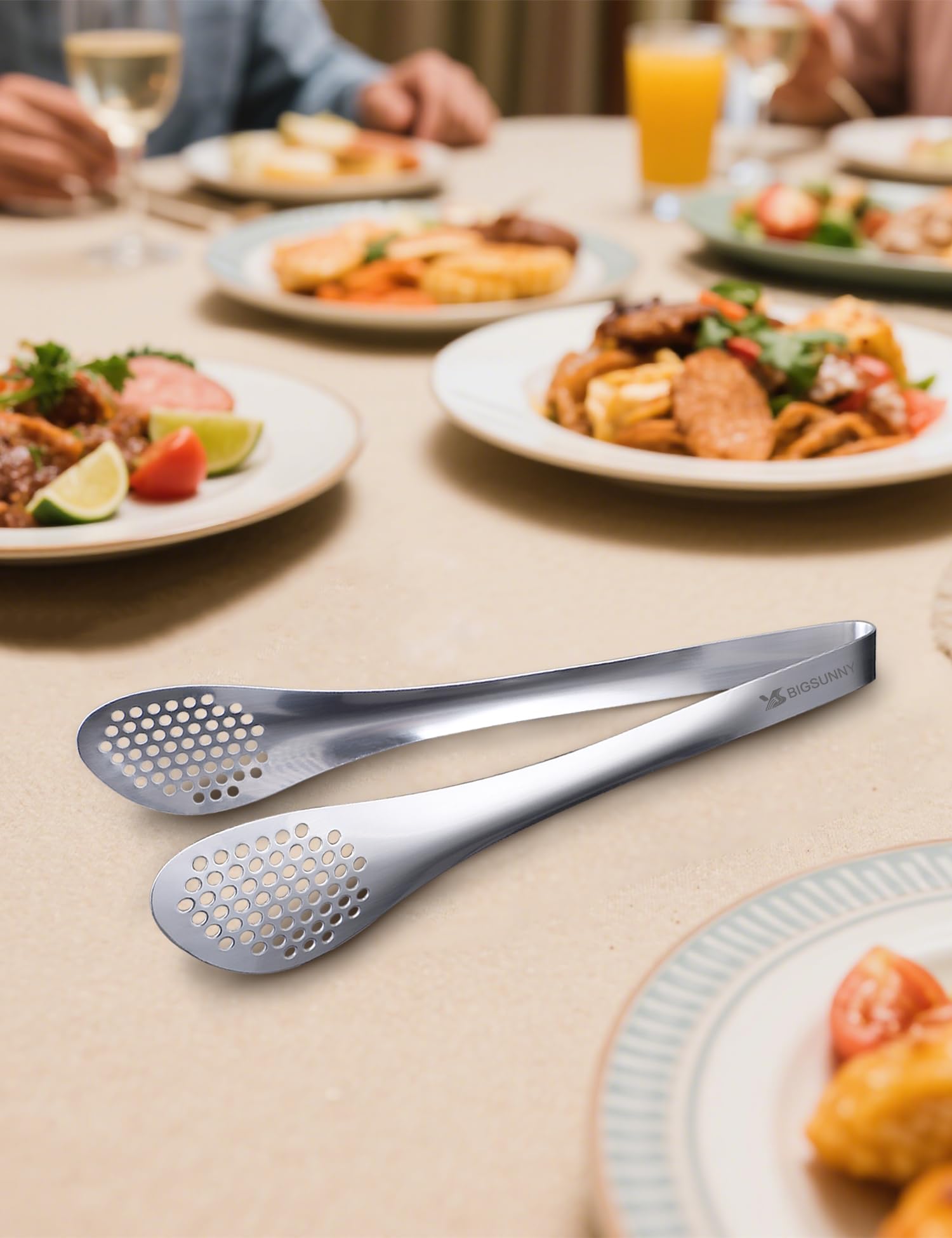 MSY BIGSUNNY 9 inch Buffet Tongs, Set of 2 Stainless Steel Food Serving Tongs