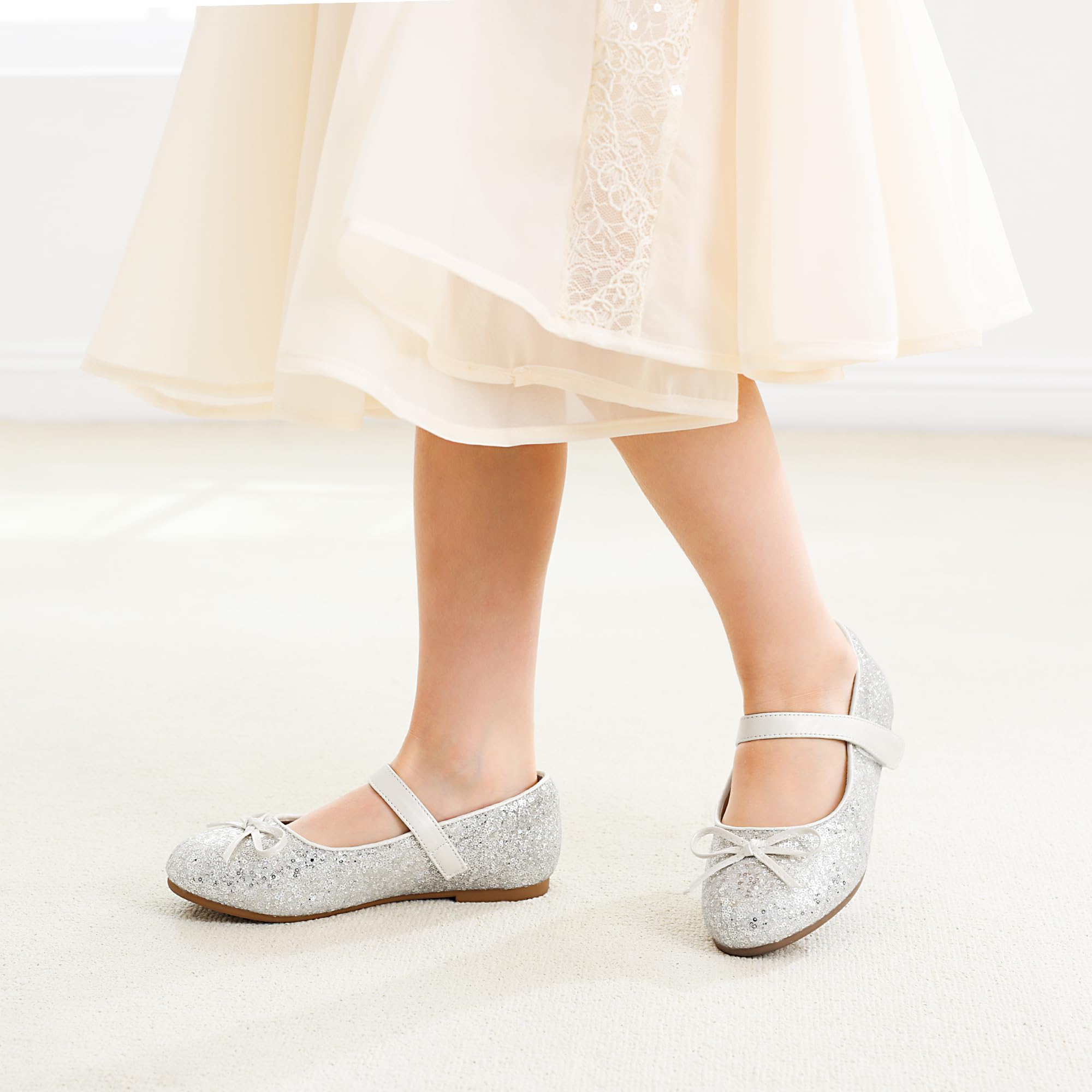 Stelle Girls Mary Jane School Flats Flower Wedding Uniform Party Shoes（Toddler/Little Kids/Big Kids）