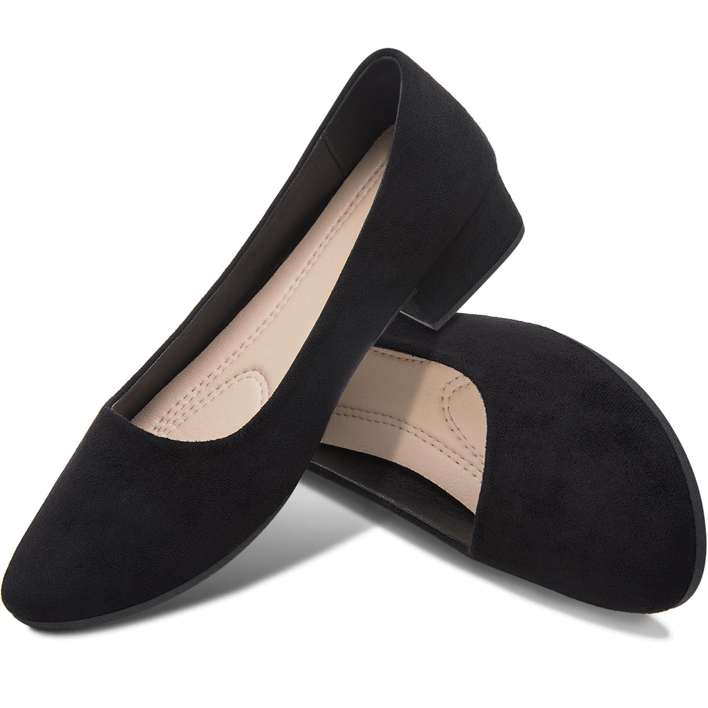 AISFAES Women Pumps Low Chunky Rounded Toe Heels Healed Dress Pumps Elegant Wedges Working Shoes