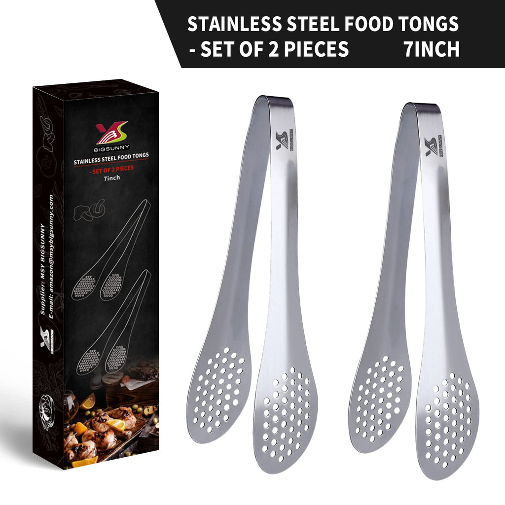MSY BIGSUNNY 9 inch Buffet Tongs, Set of 2 Stainless Steel Food Serving Tongs