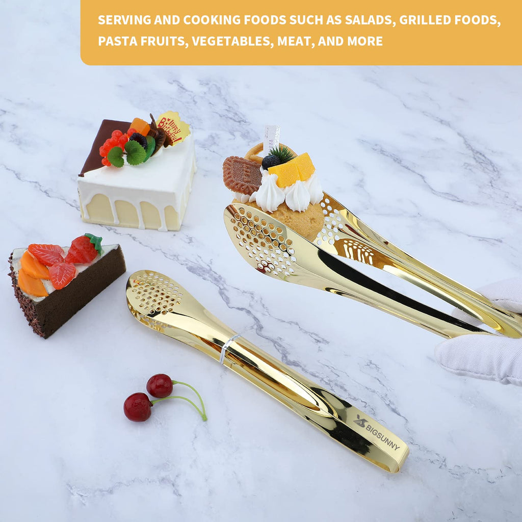 MSY BIGSUNNY 9 inch Buffet Tongs, Set of 2 Stainless Steel Food Serving Tongs