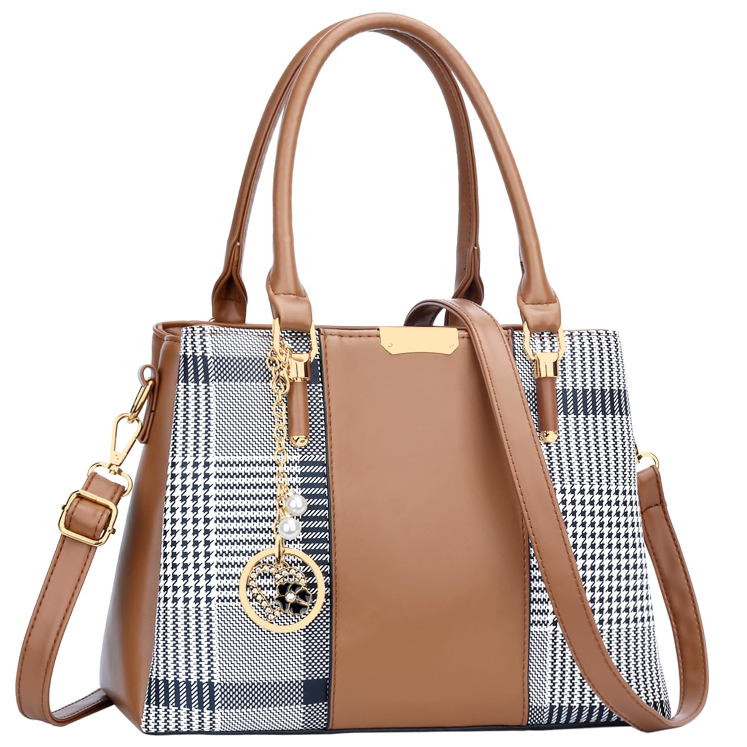 KKXIU 3 Zippered Compartments Purses and Handbags for Women Top Handle Satchel Shoulder Ladies Bags