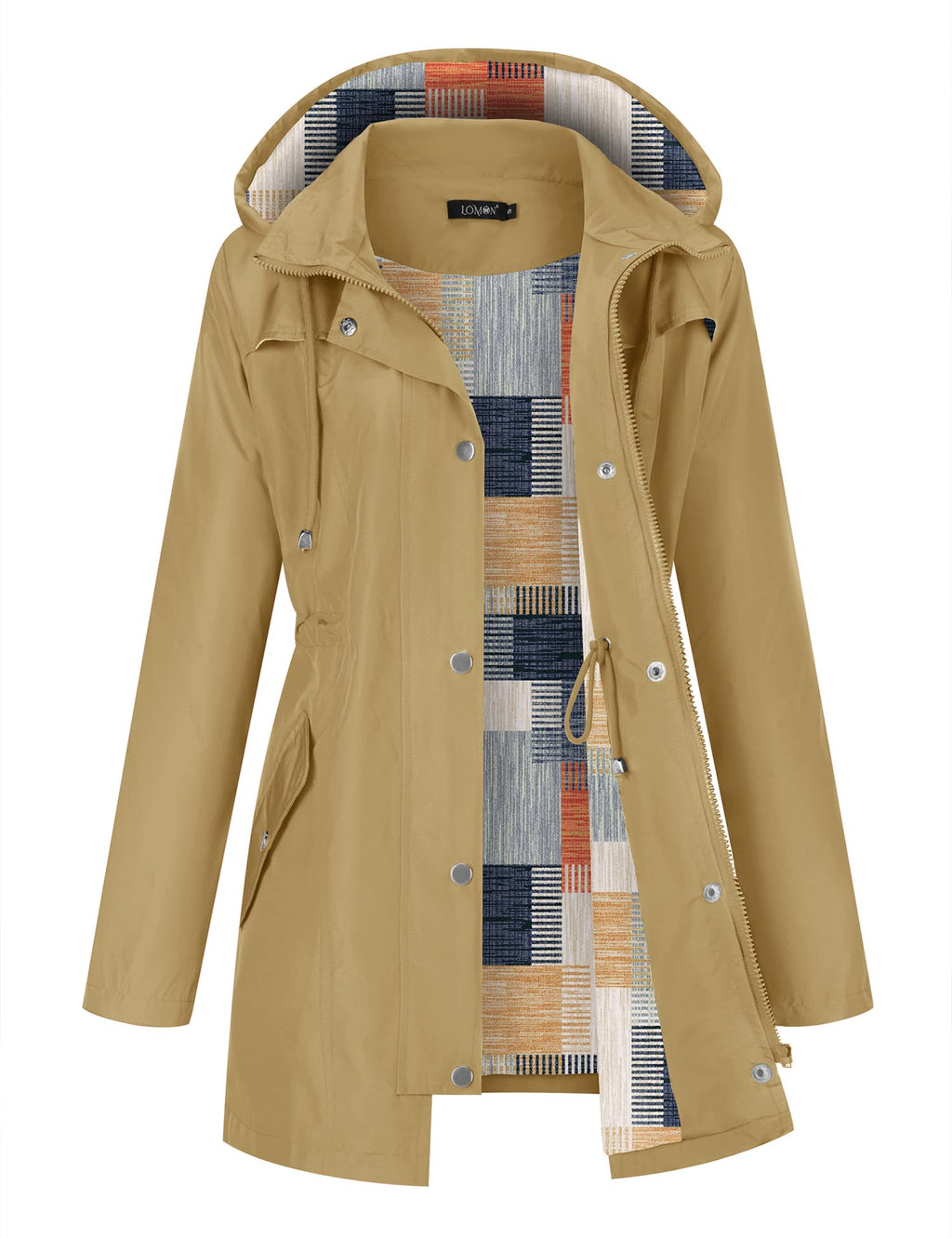 LOMON Women Waterproof Outdoor Hiking Raincoat Women Lined Rain Jacket Lightweight Hooded Jackets Trench Coats