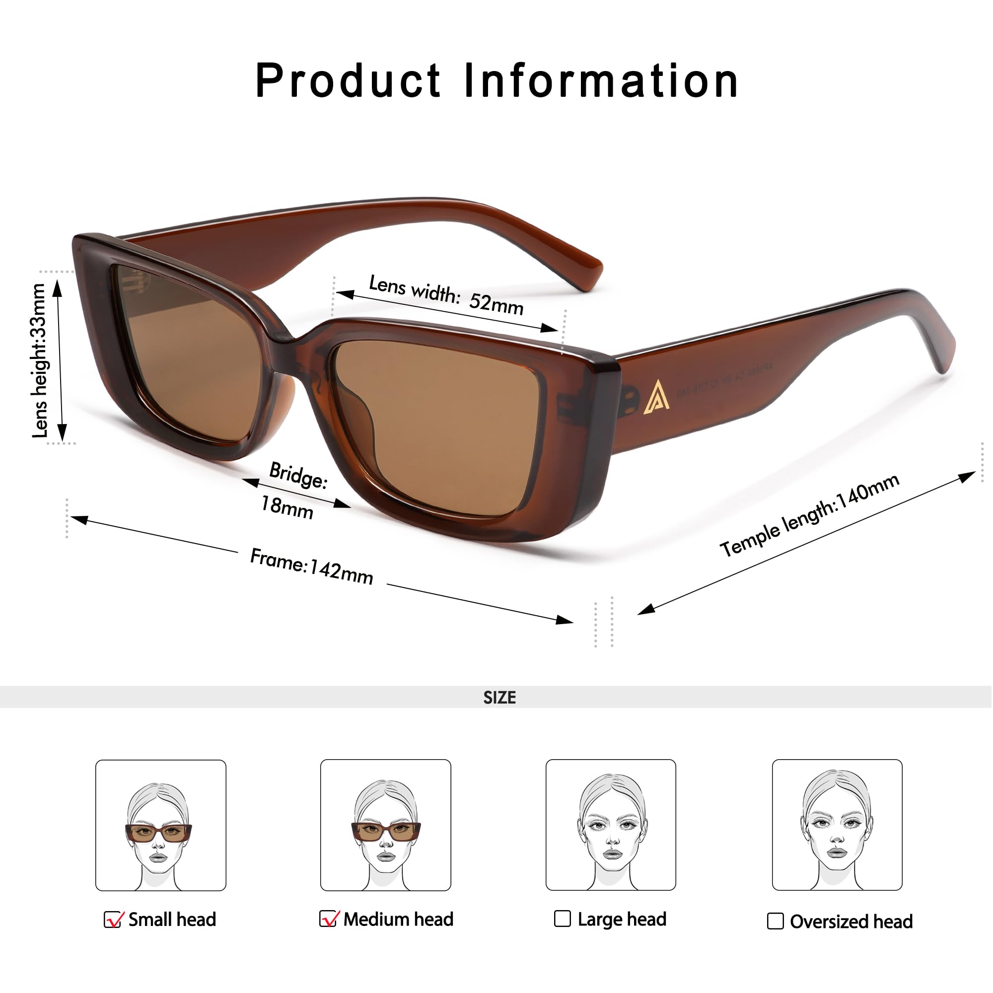 Retro Rectangle Sunglasses for Women Men 90s Frame Polarized Sun Glasses UV Protection Shades AP3689